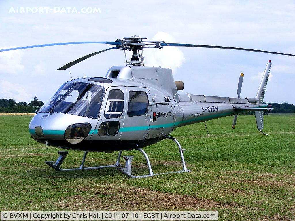 G-BVXM, 1987 Aerospatiale AS-350B Ecureuil C/N 2013, being used for ferrying race fans to the British F1 Grand Prix at Silverstone