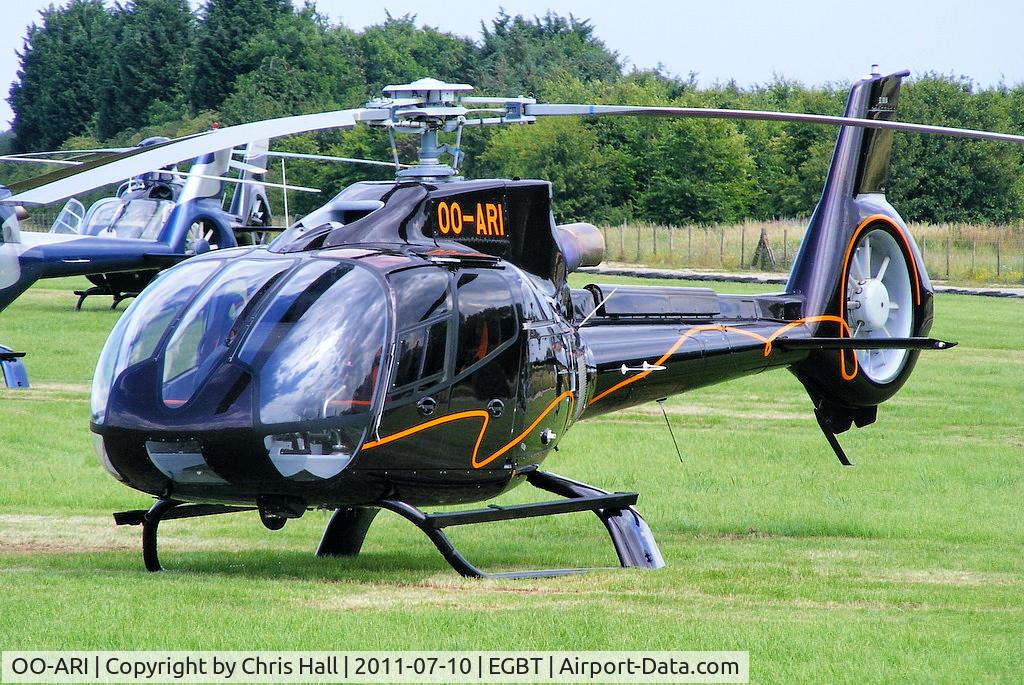 OO-ARI, 2009 Eurocopter EC-130B-4 (AS-350B-4) C/N 4772, being used for ferrying race fans to the British F1 Grand Prix at Silverstone