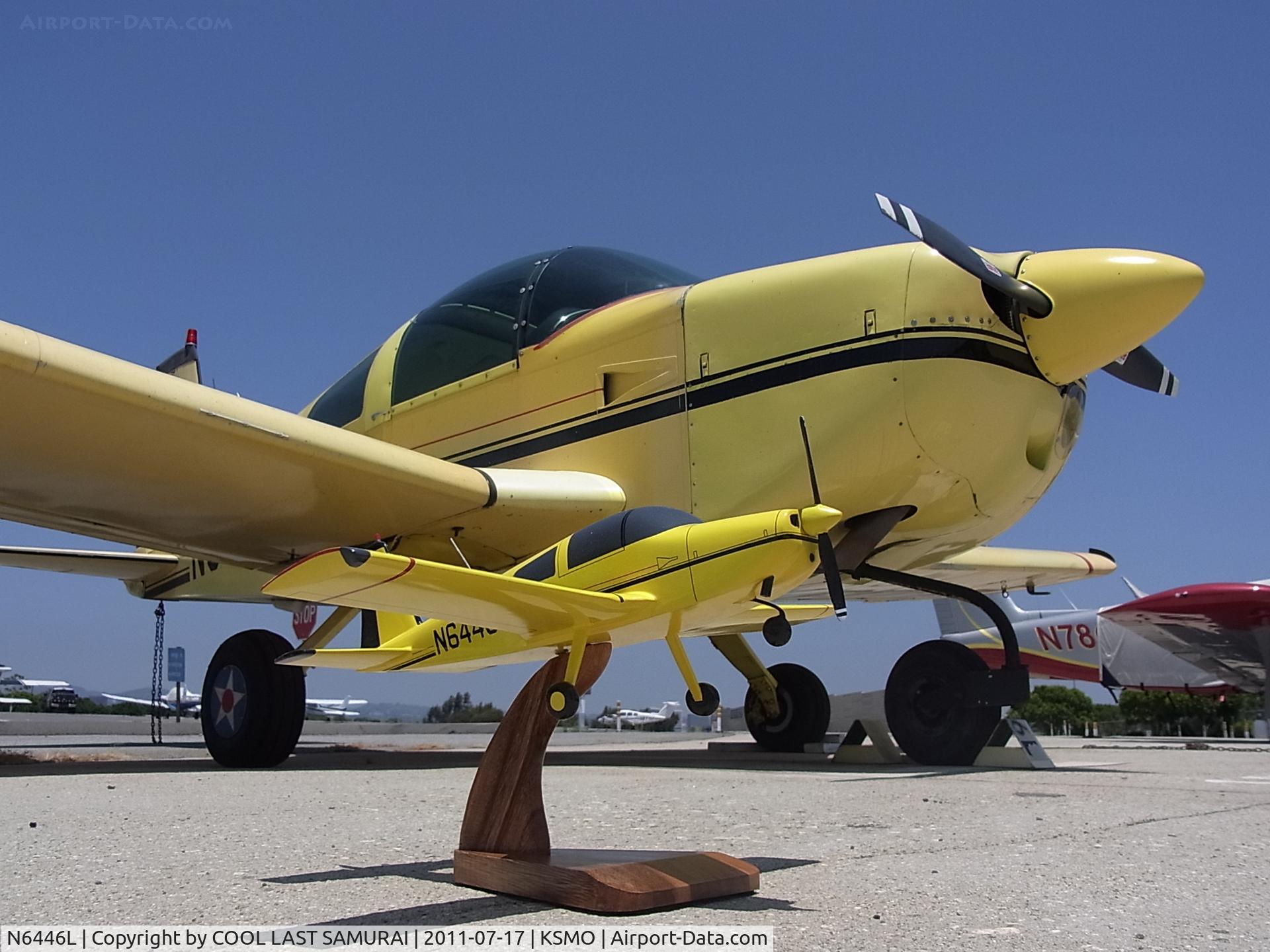 N6446L, 1972 American Aviation AA-1A Trainer C/N AA1A-0446, A miniature Grumman 6446L replica and the real Grumman 6446L