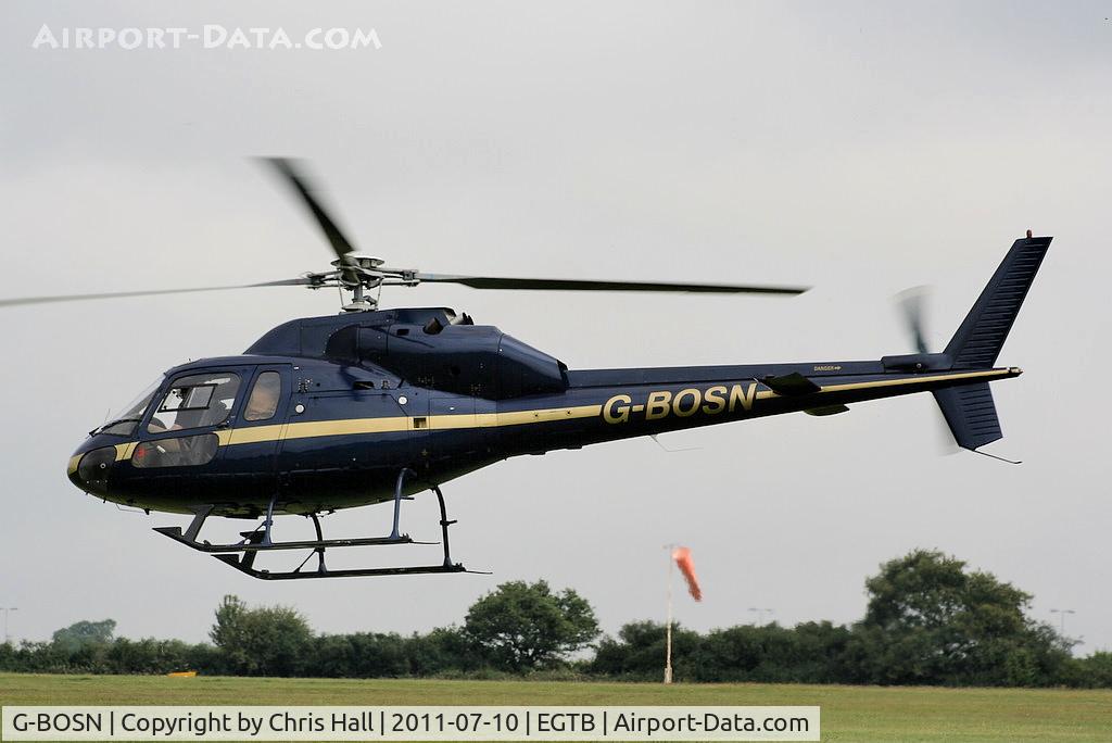 G-BOSN, 1982 Aerospatiale AS-355F-1 Ecureuil 2 C/N 5266, being used for ferrying race fans to the British F1 Grand Prix at Silverstone