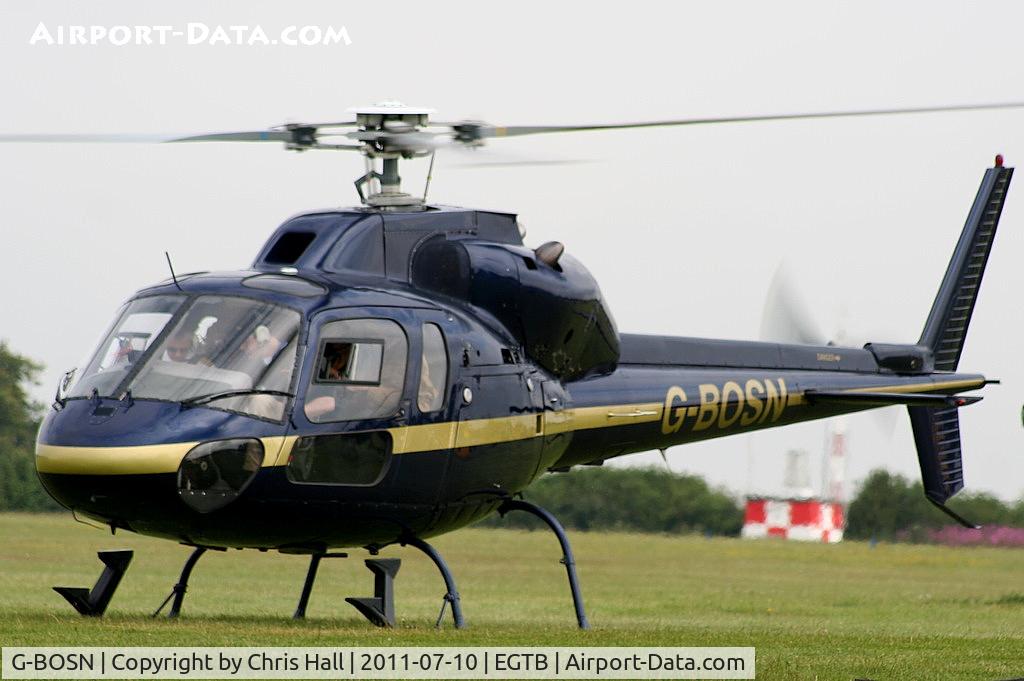 G-BOSN, 1982 Aerospatiale AS-355F-1 Ecureuil 2 C/N 5266, being used for ferrying race fans to the British F1 Grand Prix at Silverstone