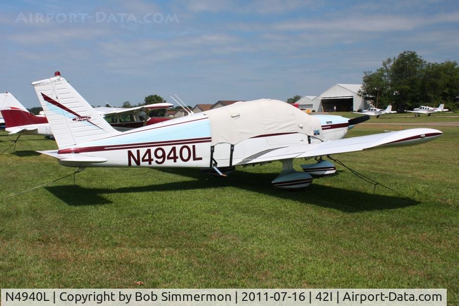 N4940L, 1967 Piper PA-28-180 C/N 28-4310, Tied down at Parr field.