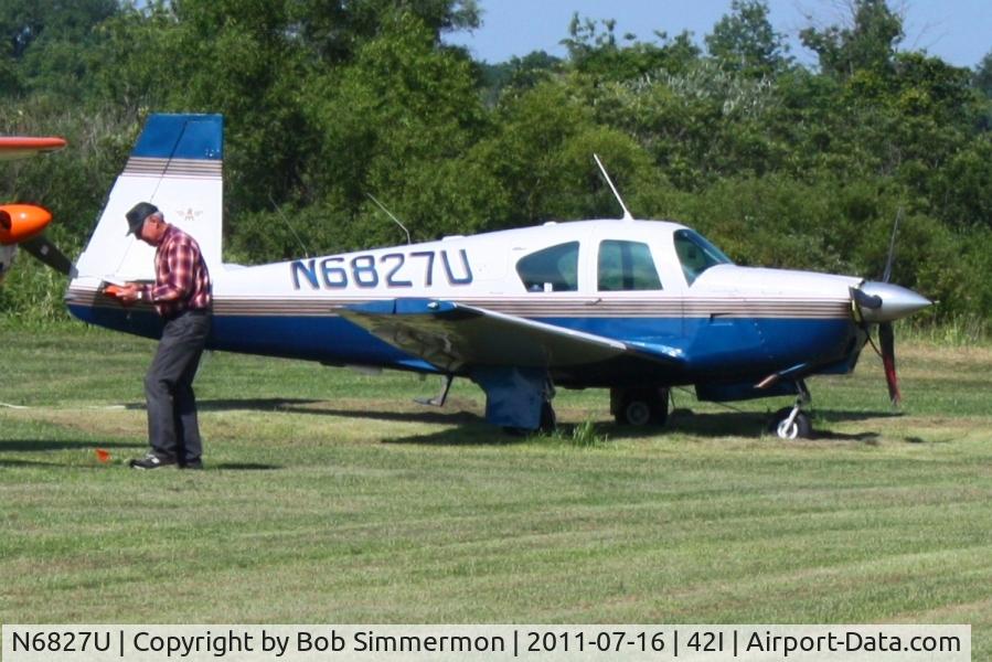 N6827U, 1963 Mooney M20D Master C/N 186, EAA fly-in at Zanesville, Ohio