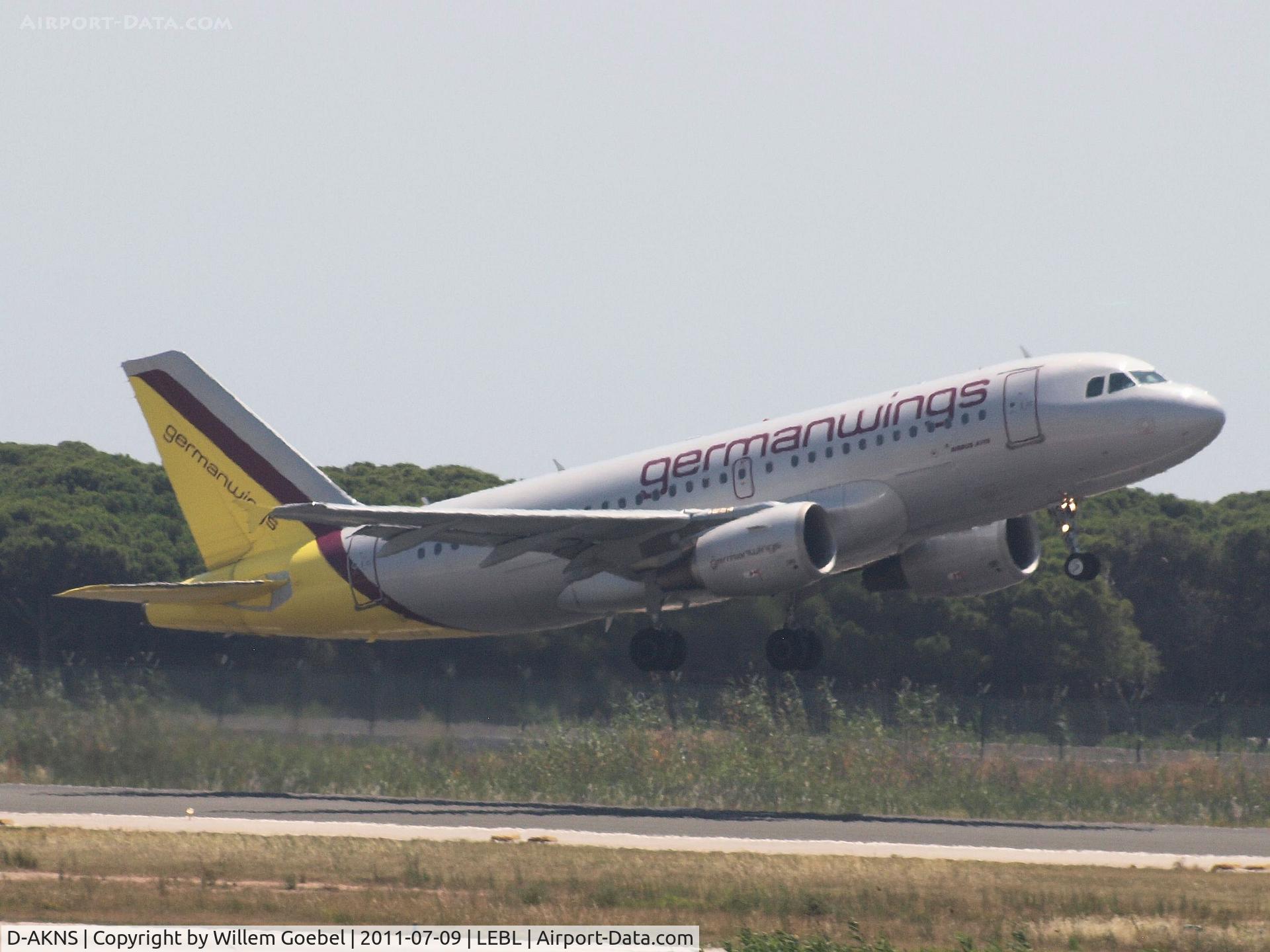 D-AKNS, 2000 Airbus A319-112 C/N 1277, Depart from Barcelona Airport