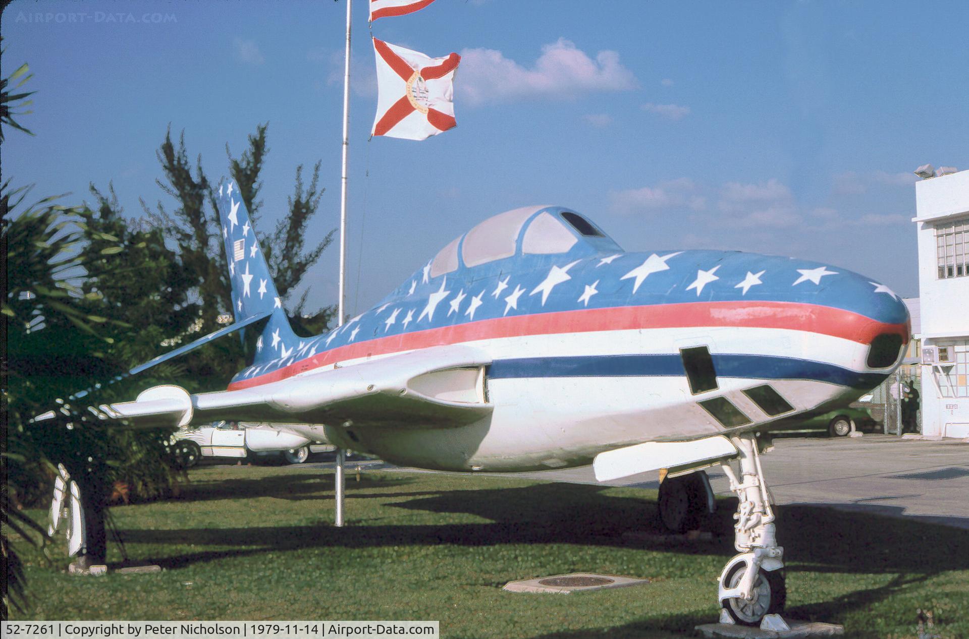 52-7261, 1952 Republic RF-84K Thunderflash C/N 217, RF-84K Thunderflash on display at the George T. Baker Aviation School in Miami in November 1979.