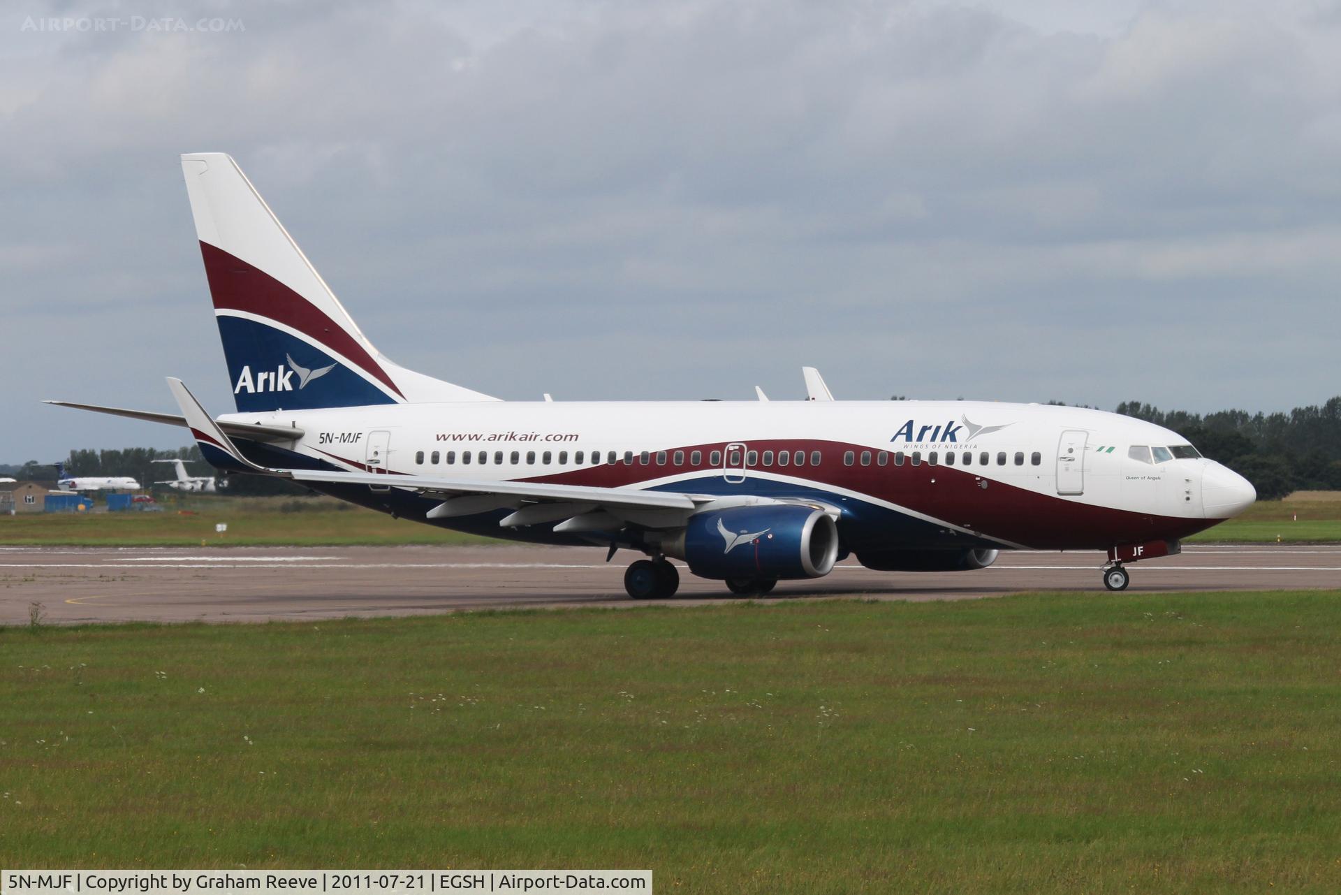 5N-MJF, Boeing 737-7GL C/N 34762/2427, About to depart.