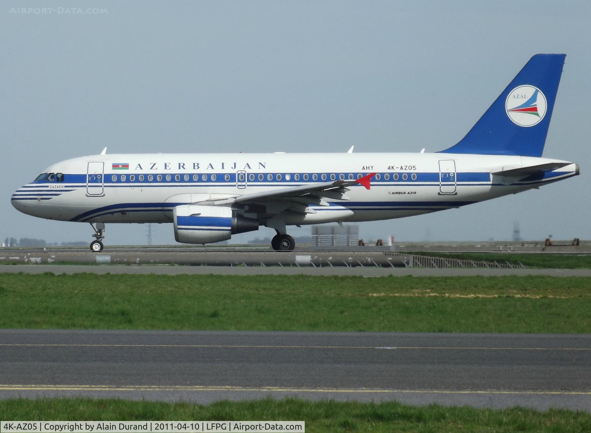 4K-AZ05, 2006 Airbus A319-111 C/N 2788, named Gazakh, after a city located west in Azerbaijan near the border with Armenia