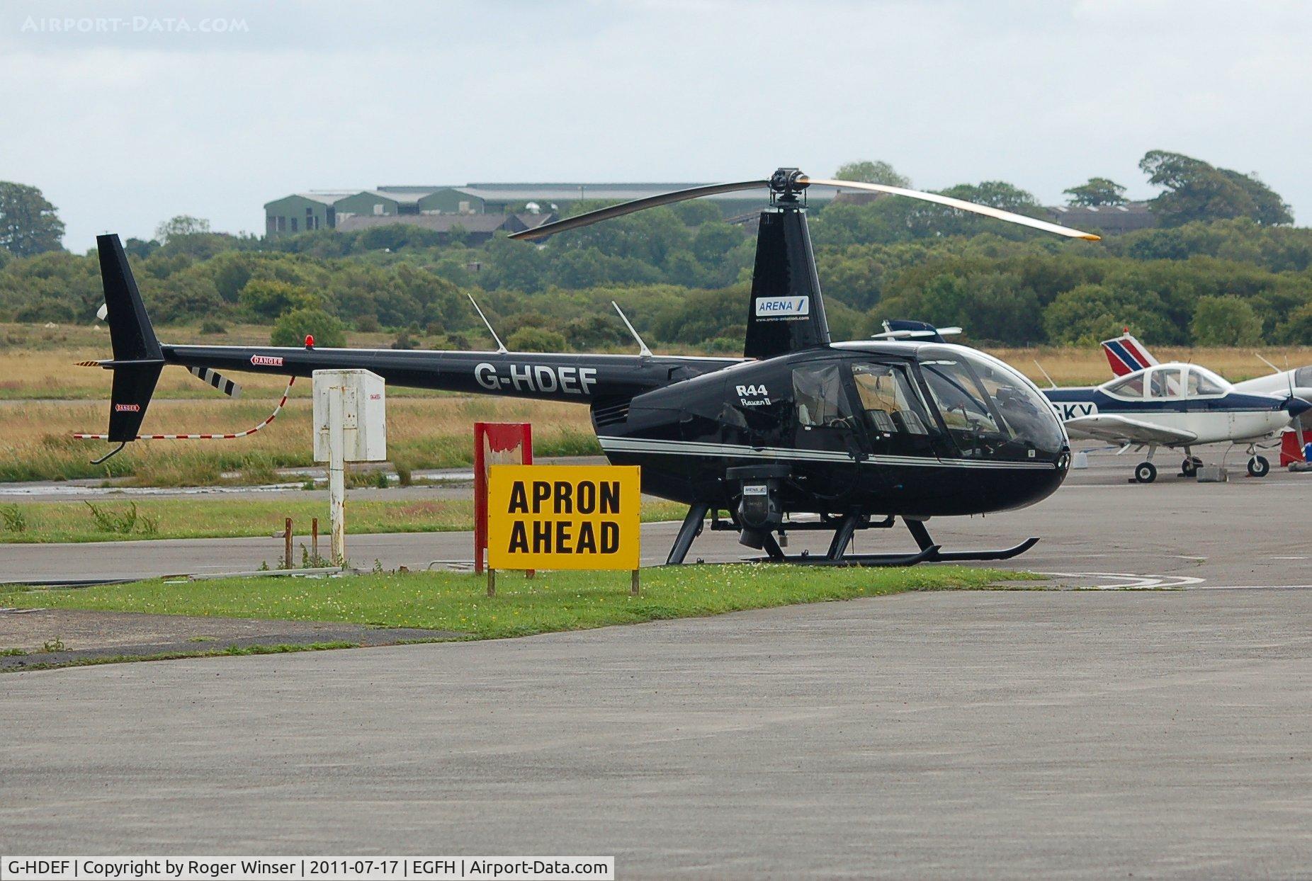 G-HDEF, 2005 Robinson R44 Raven II C/N 11010, Arena Aviation's Raven 11 at the fuel pumps.