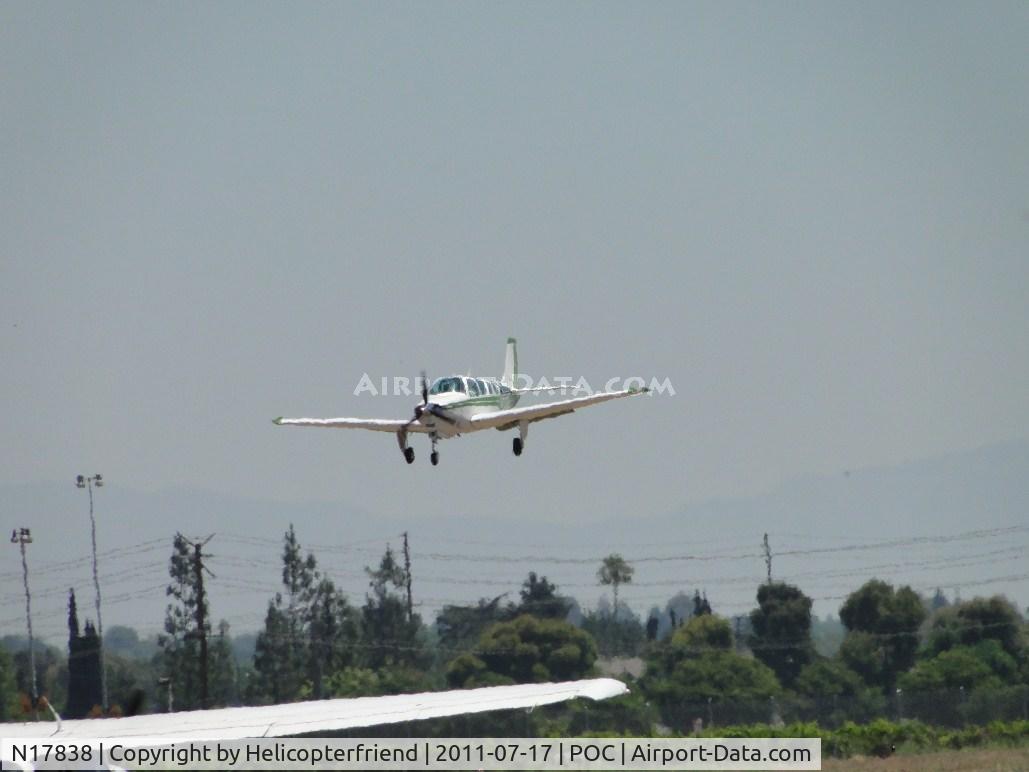 N17838, 1977 Beech A36 Bonanza 36 C/N E-1046, On final for runway 26L