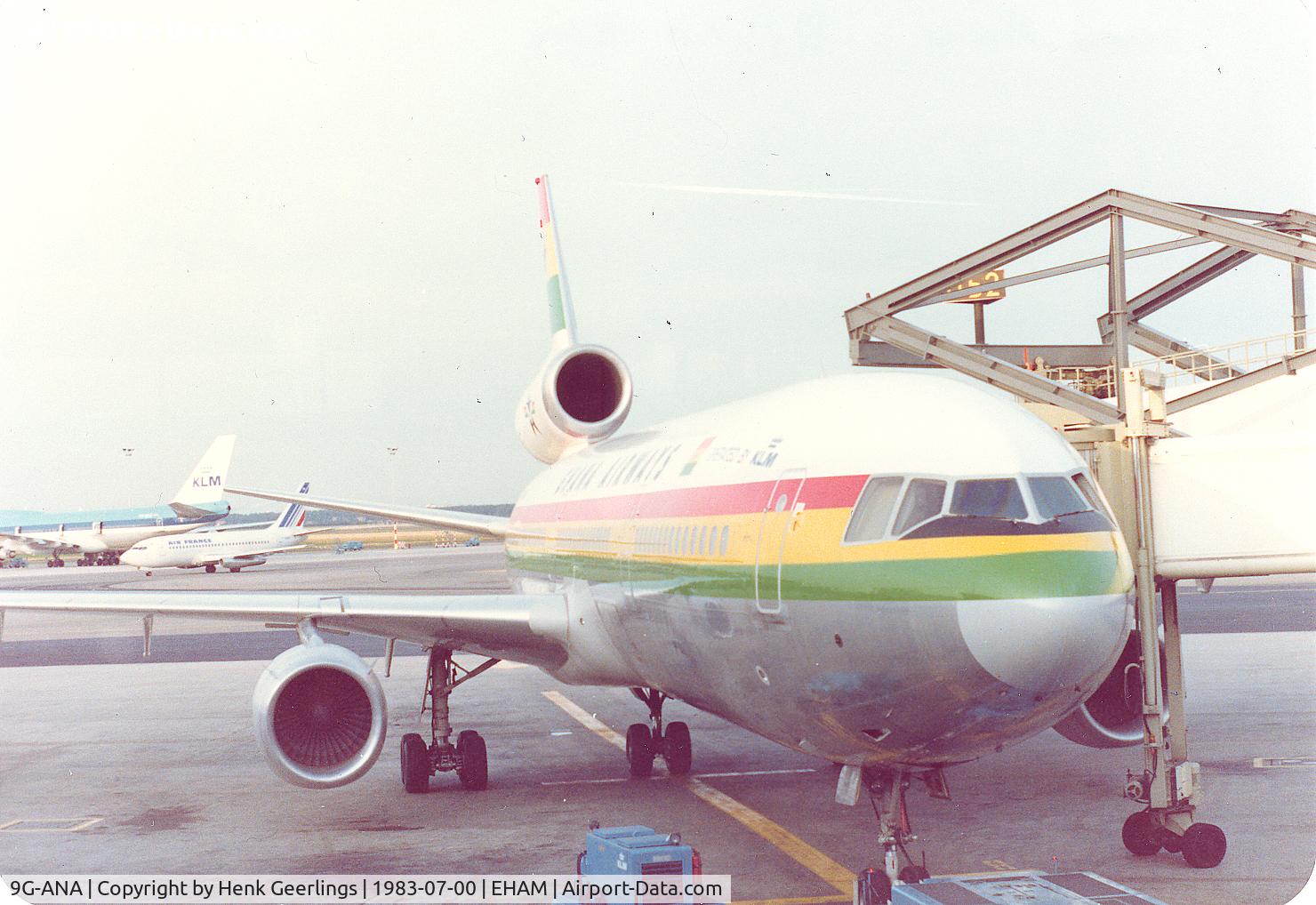 9G-ANA, 1983 McDonnell Douglas DC-10-30 C/N 48286, Ghana Airways. Lsd from KLM and operated by KLM