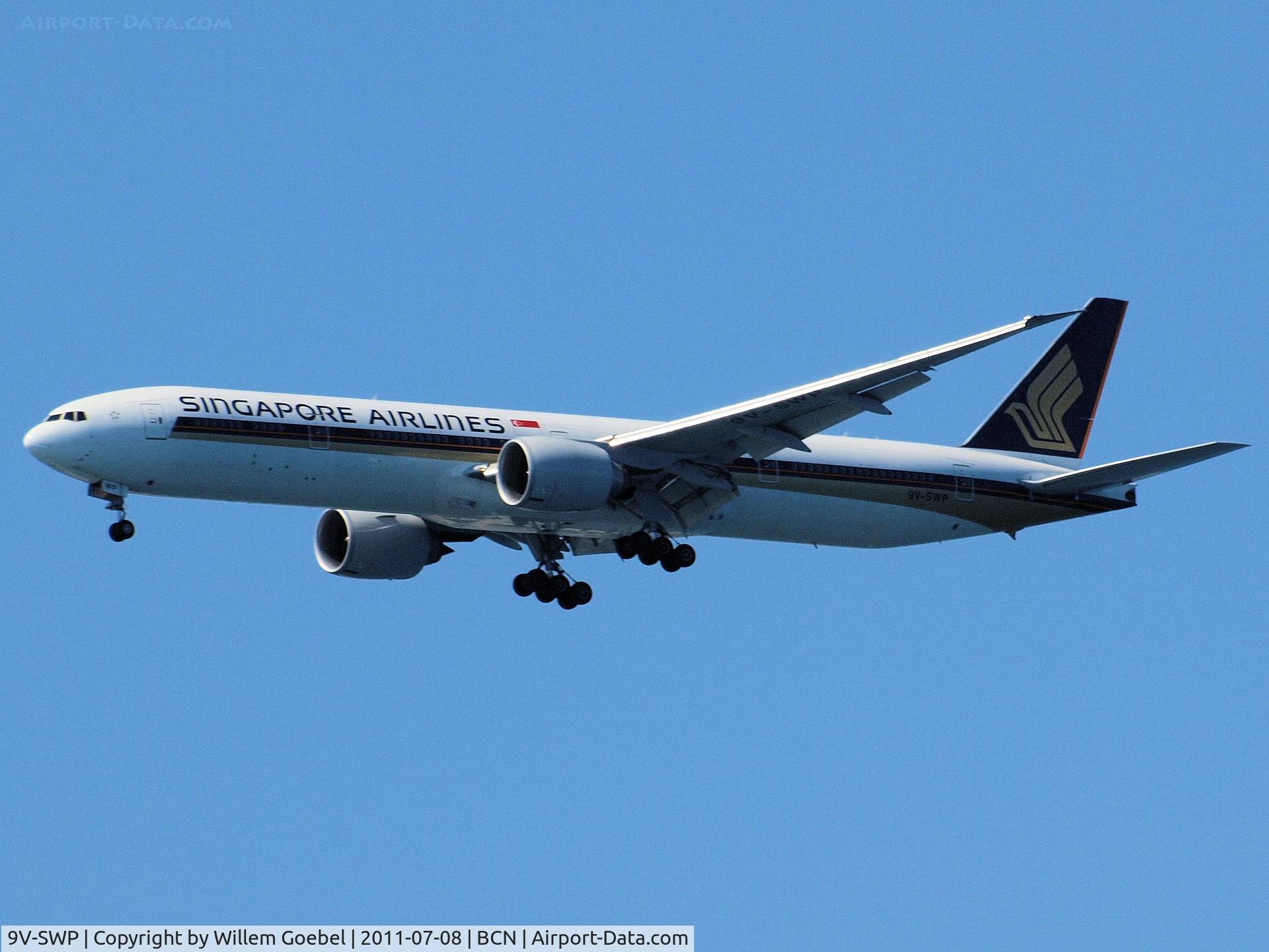 9V-SWP, 2008 Boeing 777-312/ER C/N 34581, Prepare for landing on Barcelona Airport