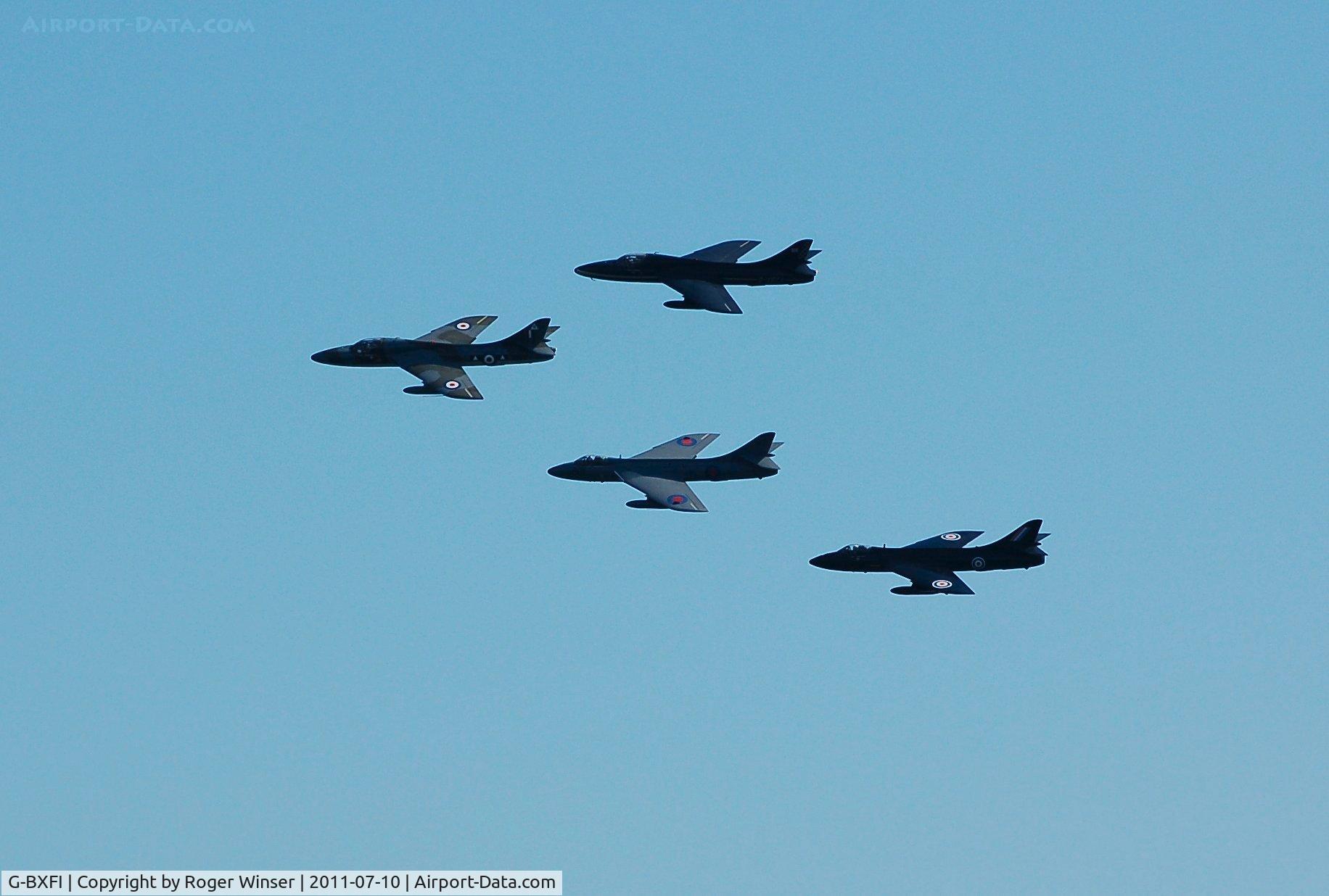 G-BXFI, 1955 Hawker Hunter T.7 C/N 41H-670818, Off airport. Leading Team Viper on the second day of the the Wales National Airshow, Swansea Bay, Wales , UK