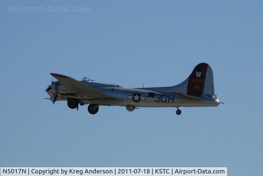 N5017N, 1944 Lockheed/Vega (Boeing) B-17G-105-VE Flying Fortress C/N 8649, Aluminum Overcast, a Boeing B-17G Flying Fortress departing runway 31 in St. Cloud, MN.