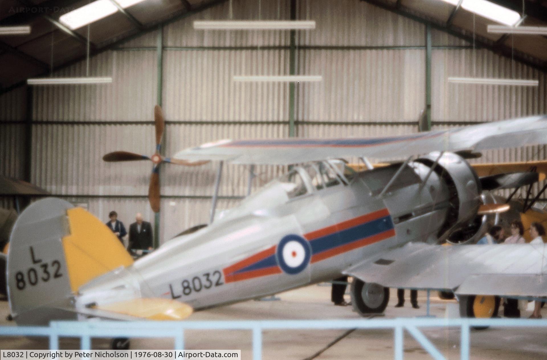 L8032, 1937 Gloster Gladiator Mk1 C/N [L8032], The Shuttleworth Collection's Gladiator as seen at Old Warden in the Summer of 1976.