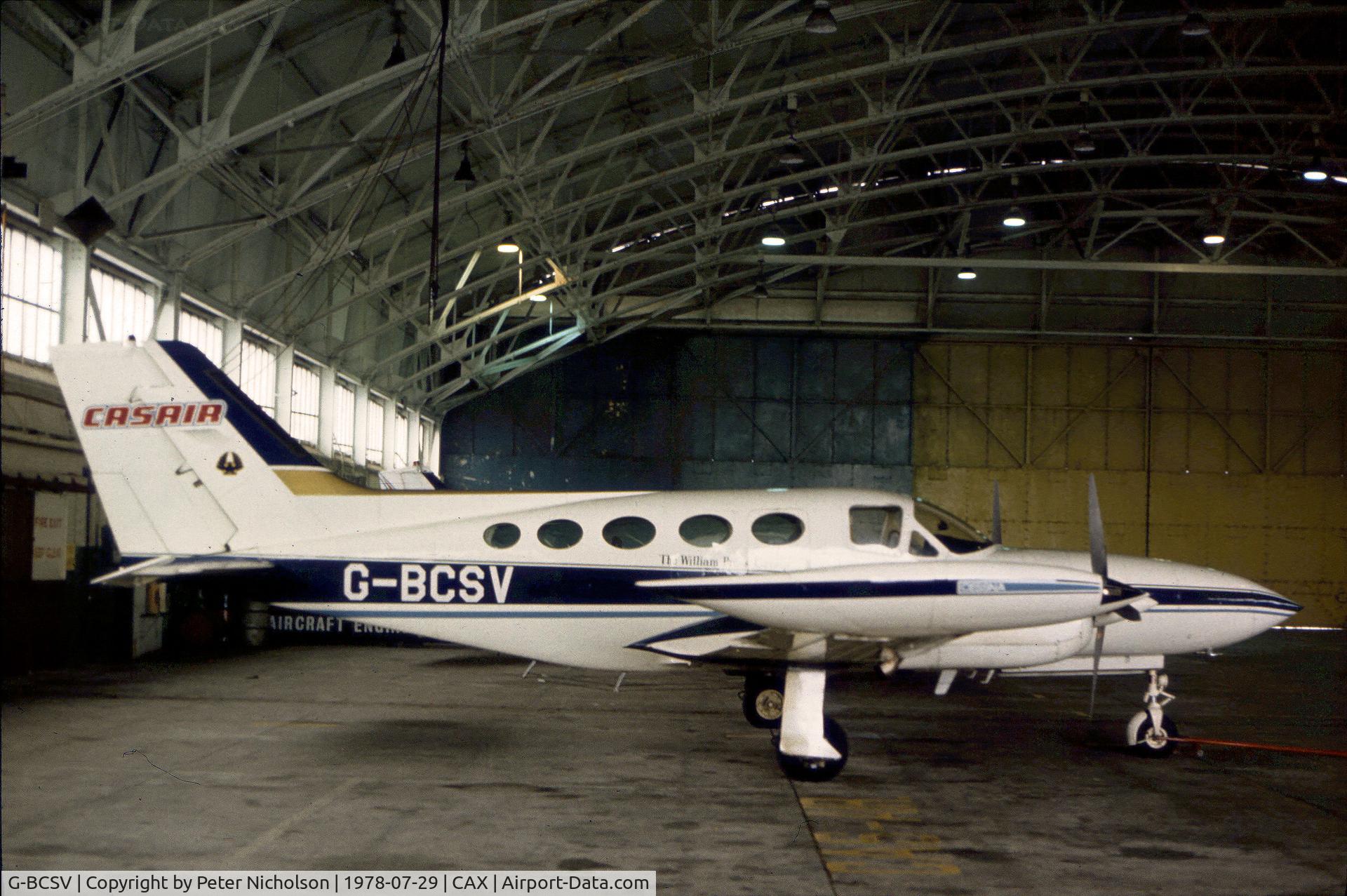 G-BCSV, 1975 Cessna 421B Golden Eagle C/N 421B-0875, Cessna 421B Golden Eagle of Casair Aviation Services Limited as seen at Carlisle in the Summer of 1978