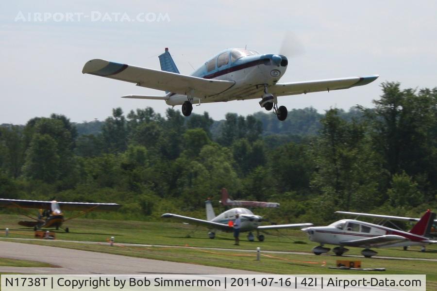 N1738T, 1970 Piper PA-28-140 C/N 28-7125055, Departing the EAA fly-in at Parr Field - Zanesville, Ohio