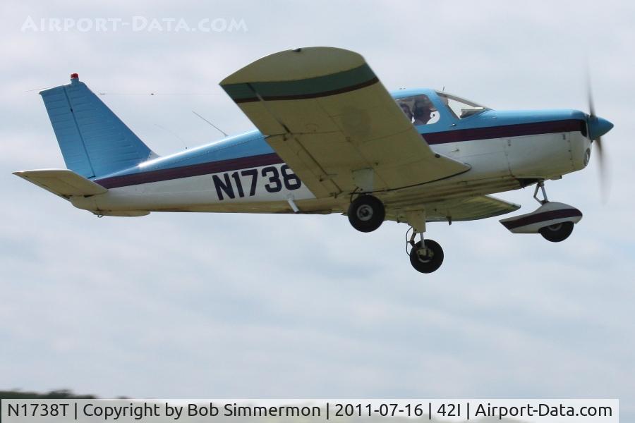 N1738T, 1970 Piper PA-28-140 C/N 28-7125055, Departing the EAA fly-in at Parr Field - Zanesville, Ohio