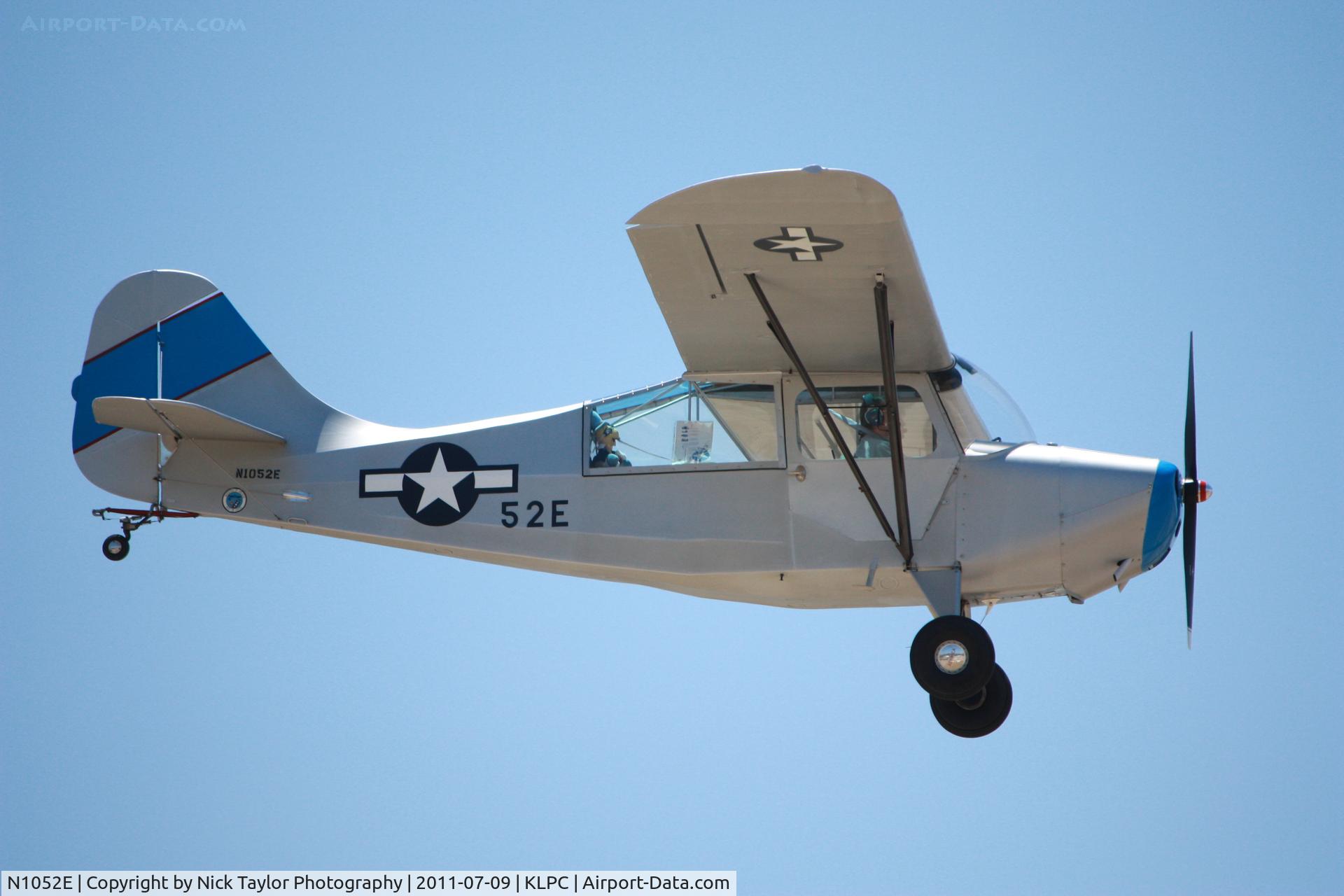 N1052E, 1946 Aeronca 7AC Champion C/N 7AC-4603, Landing at the Lompoc Piper Cub Fly-in 2011