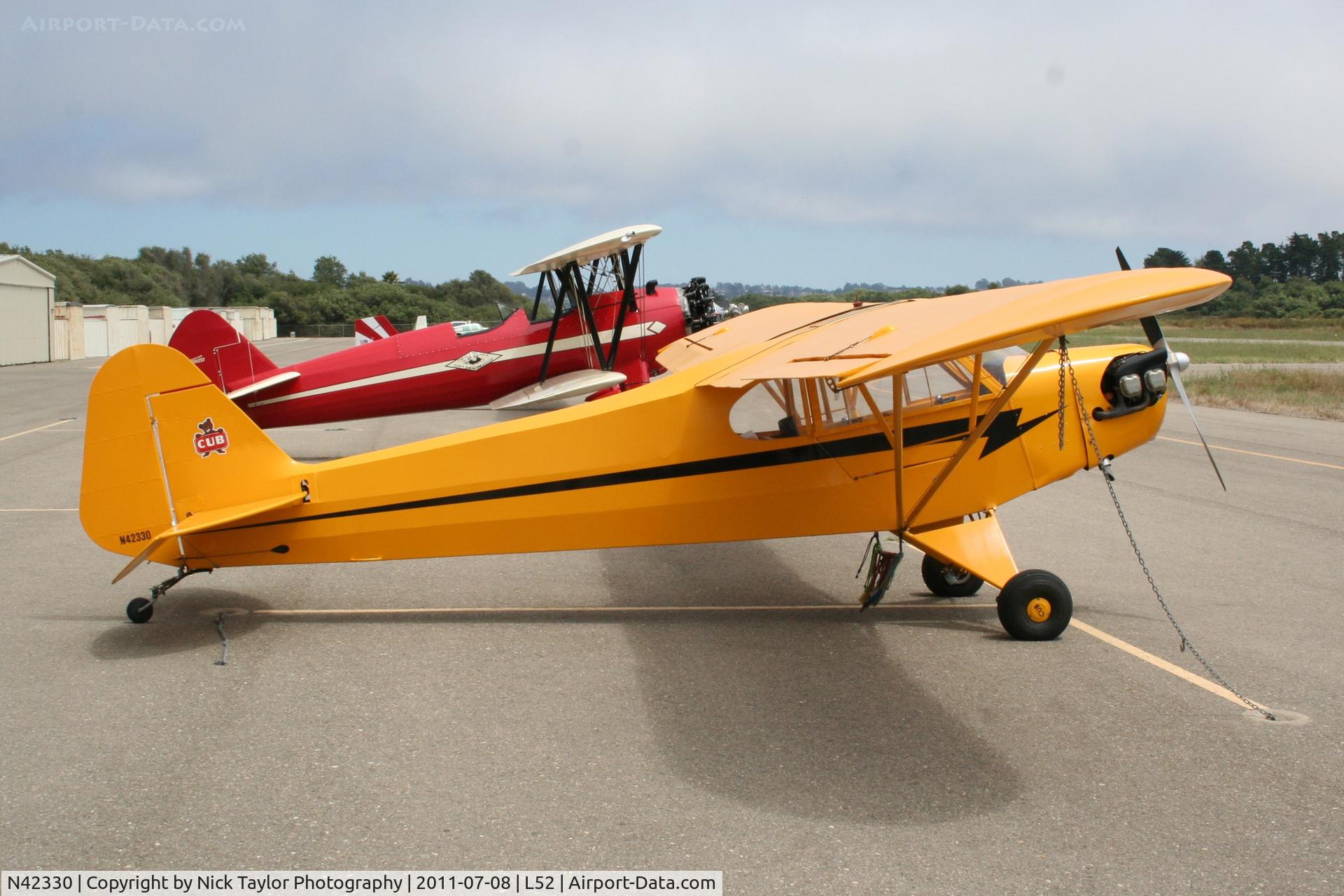 N42330, 1941 Piper J3C-65 Cub Cub C/N 14580, Lompoc Piper Cub Fly-in 2011 vists Oceano for lunch