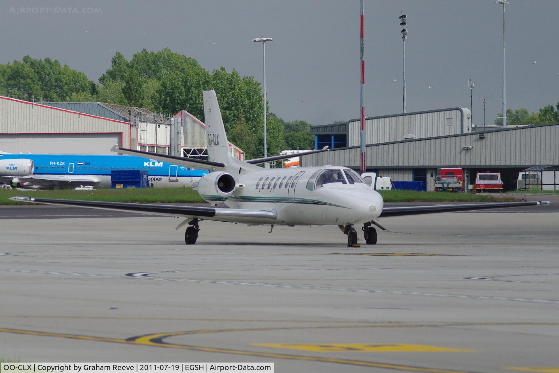 OO-CLX, 1999 Cessna 560 Citation Ultra C/N 560-0537, Parked at Norwich.