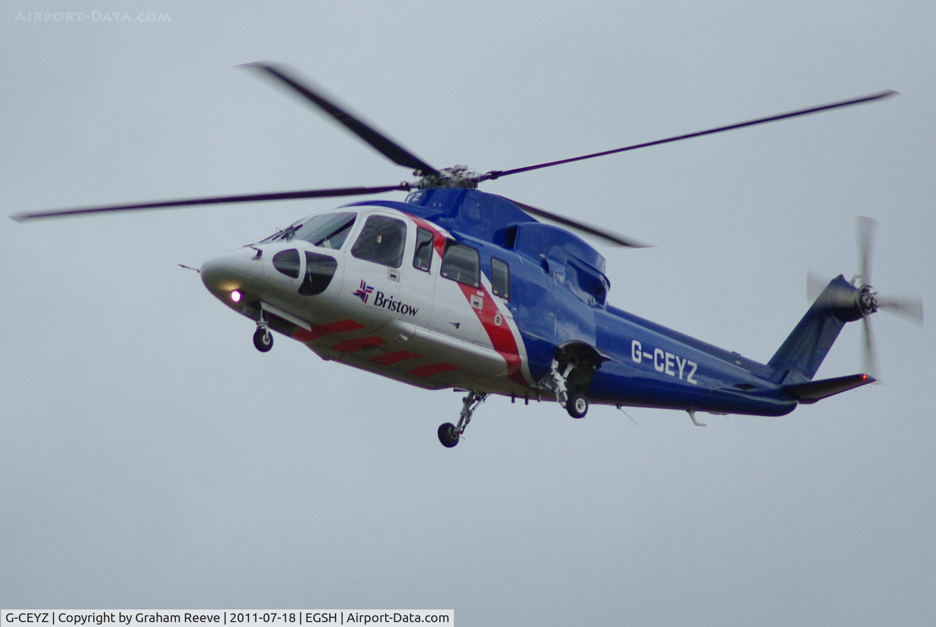 G-CEYZ, 2007 Sikorsky S-76C C/N 760669, Landing at Norwich.