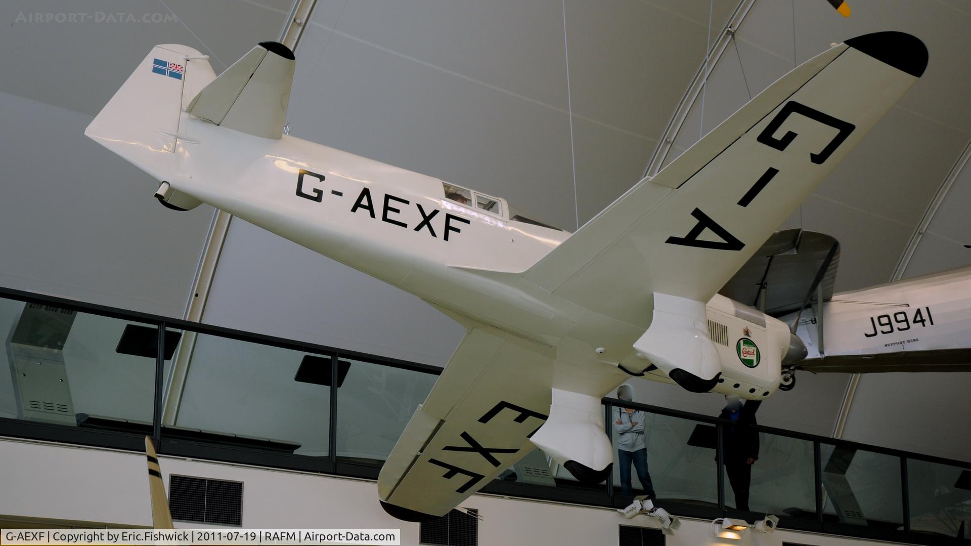 G-AEXF, Percival E-2H Mew Gull (replica) C/N Not found G-AEXF, G-AEXF (replica) at the RAF Museum, Hendon, London.