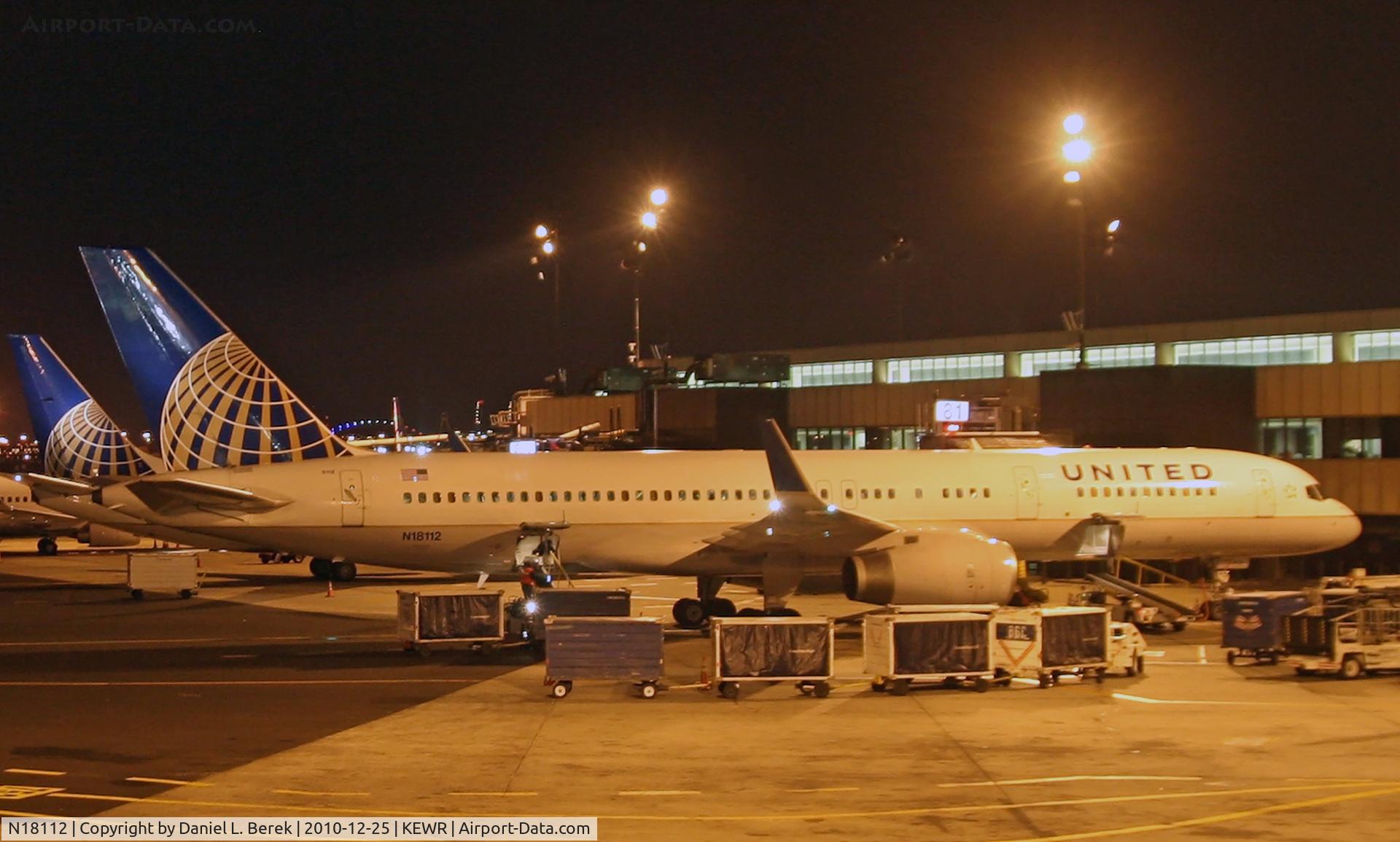 N18112, 1995 Boeing 757-224 C/N 27302, Newly painted with United titles, this former Continental 757 prepares for another trans-Atlantic trip.
