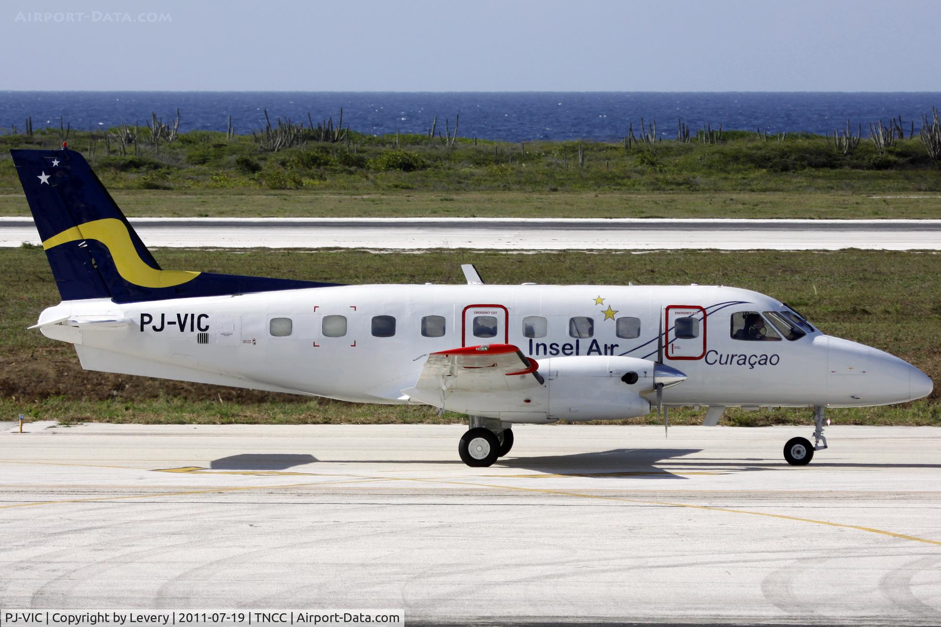 PJ-VIC, 1980 Embraer EMB-110P1 Bandeirante C/N 110261, Taxing back to the hanger after maintenance check.