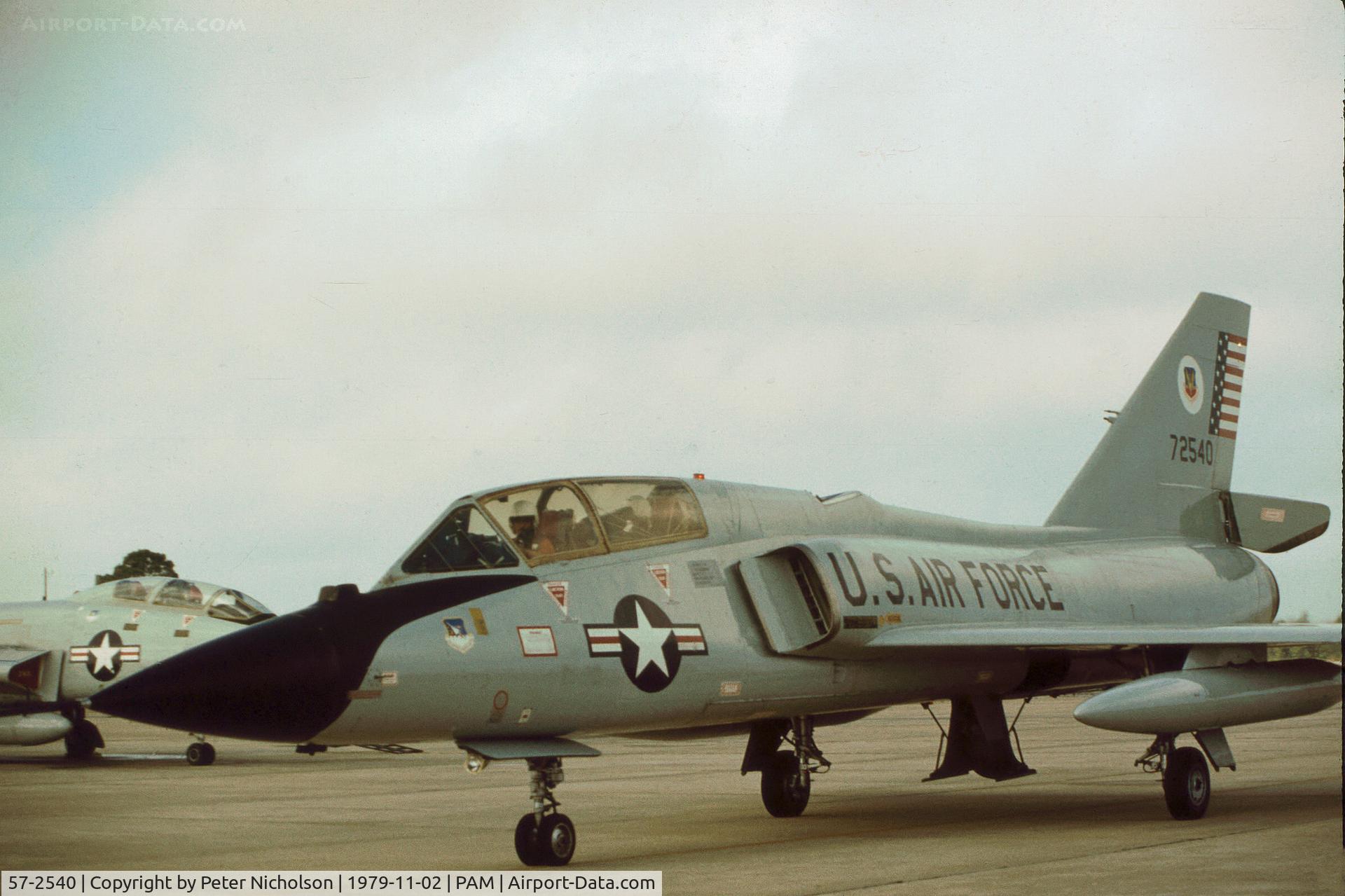 57-2540, 1957 Convair F-106B Delta Dart C/N 8-27-34, F-106B Delta Dart of the 96th Fighter Interceptor Training Squadron at Tyndall AFB in November 1979.