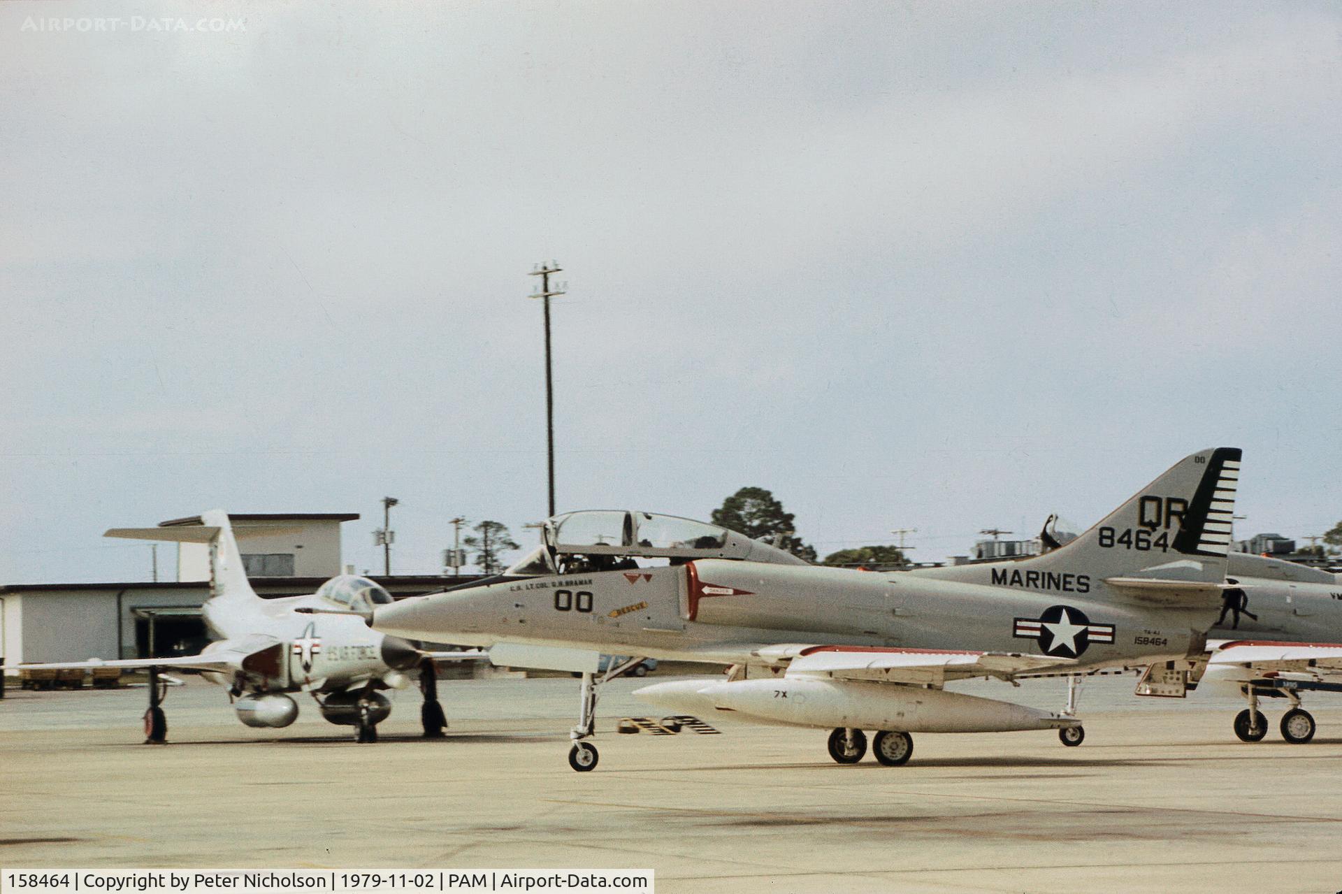 158464, Douglas TA-4J Skyhawk C/N 14269, TA-4J Skyhawk of Marine Attack Squadron VMA-322 visiting Tyndall AFB in November 1979.