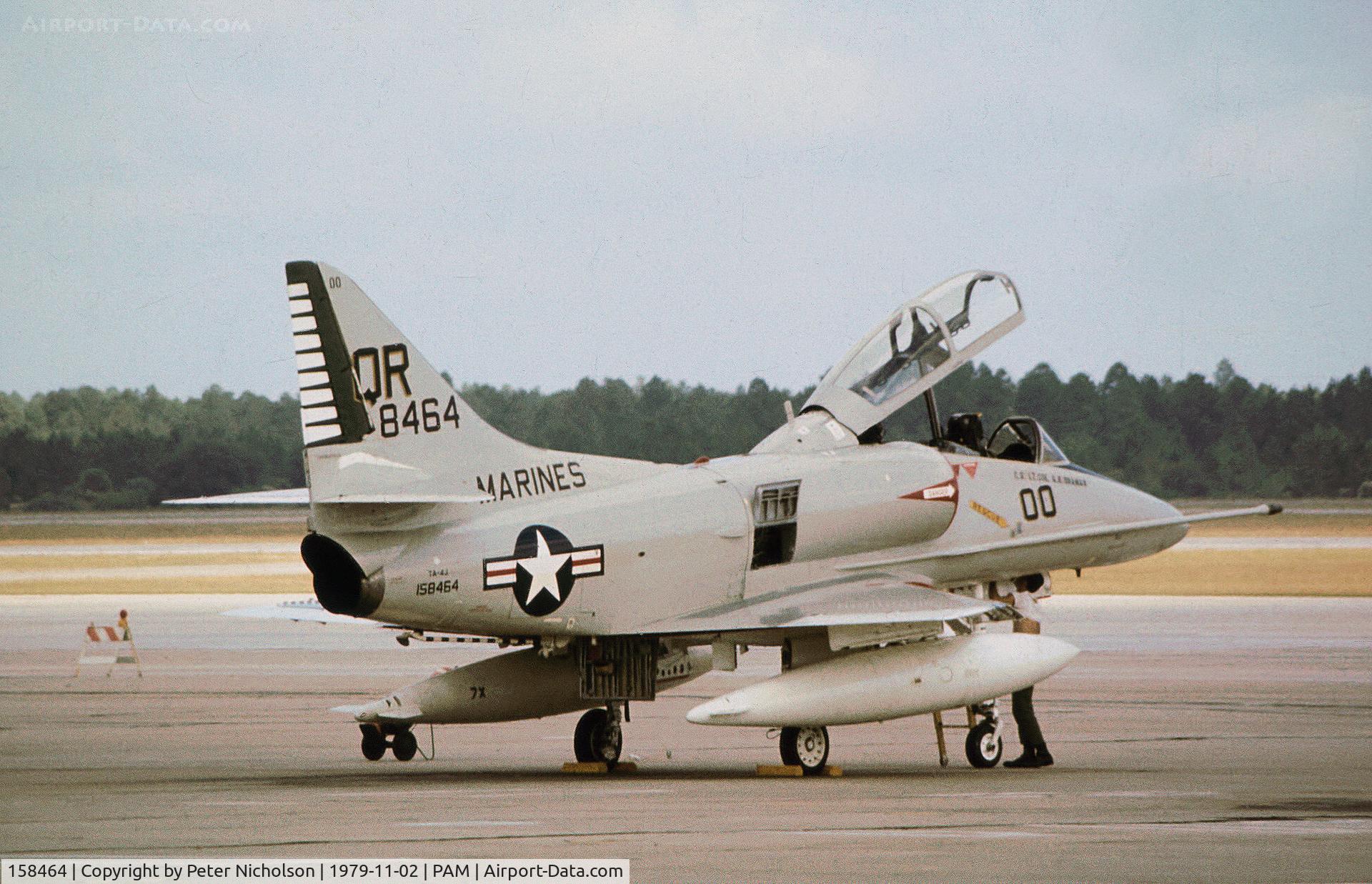 158464, Douglas TA-4J Skyhawk C/N 14269, Another view of this Marine Attack Squadron VMA-322 TA-4J Skyhawk at Tyndall AFB in November 1979.