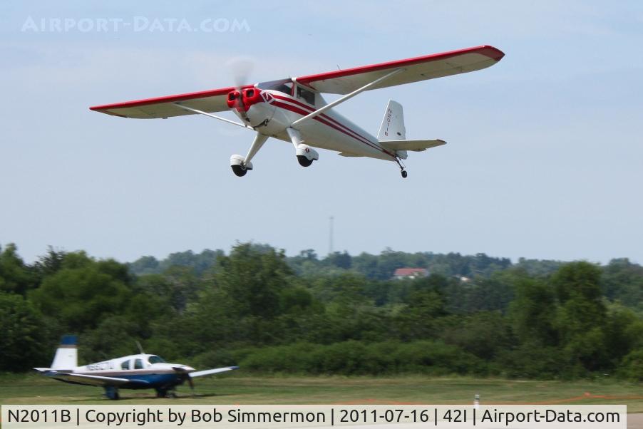 N2011B, 1948 Luscombe 8E Silvaire C/N 6438, Departing the EAA fly-in at Zanesville, Ohio