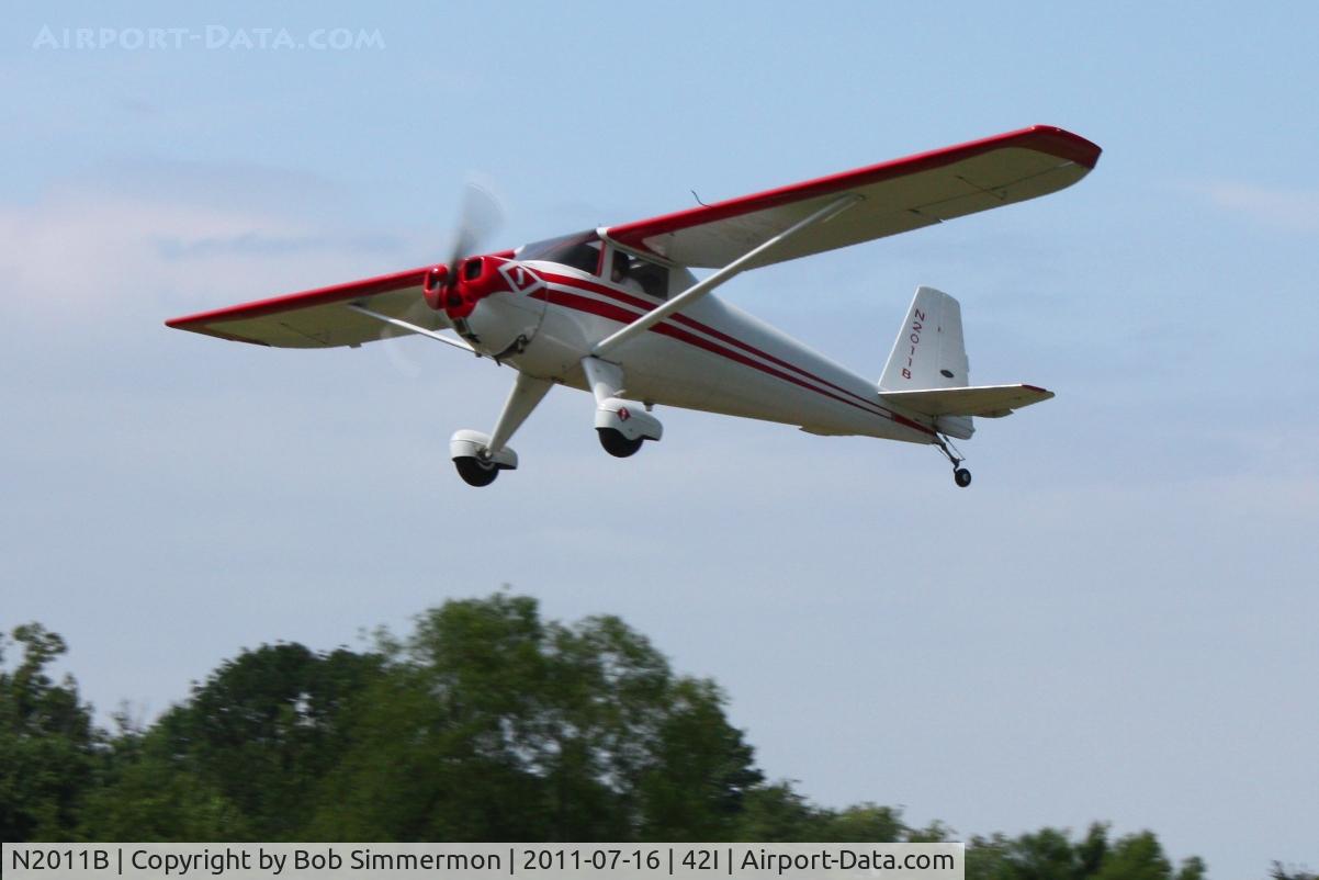 N2011B, 1948 Luscombe 8E Silvaire C/N 6438, Departing the EAA fly-in at Zanesville, Ohio