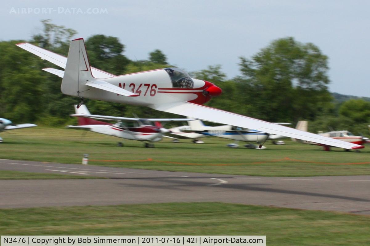 N3476, 1968 Sportavia-Putzer Fournier RF-4D C/N 4116, Departing the EAA fly-in at Zanesville, Ohio