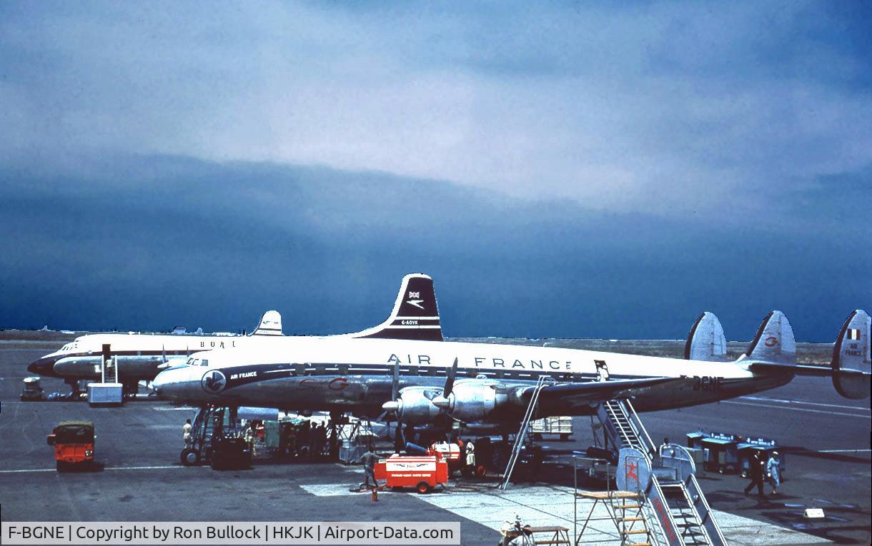 F-BGNE, 1973 Lockheed L-1049C Super Constellation C/N 4514, Shot taken at Nairobi airport, probably in the early 1960's. It was probably then still known as Embakasi or Nairobi International, now Jomo Kenyatta International.