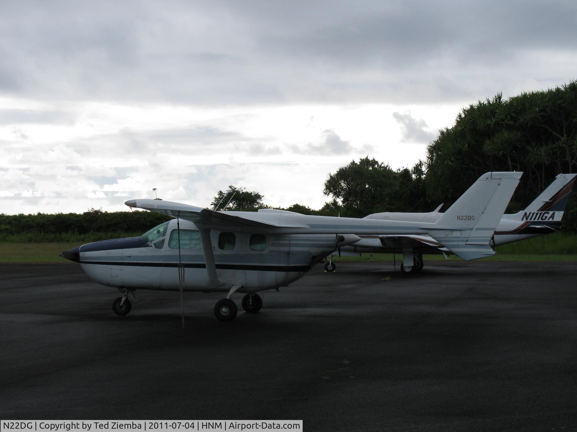 N22DG, Cessna 337 Super Skymaster C/N 337-01932, One of four airplanes seen on the tarmac at Hana Airport.