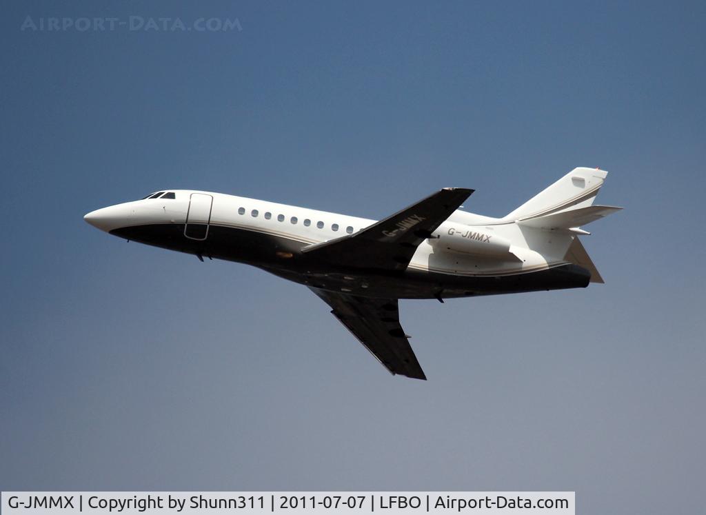 G-JMMX, 2007 Dassault Falcon 900EX C/N 184, Taking off from rwy 32R