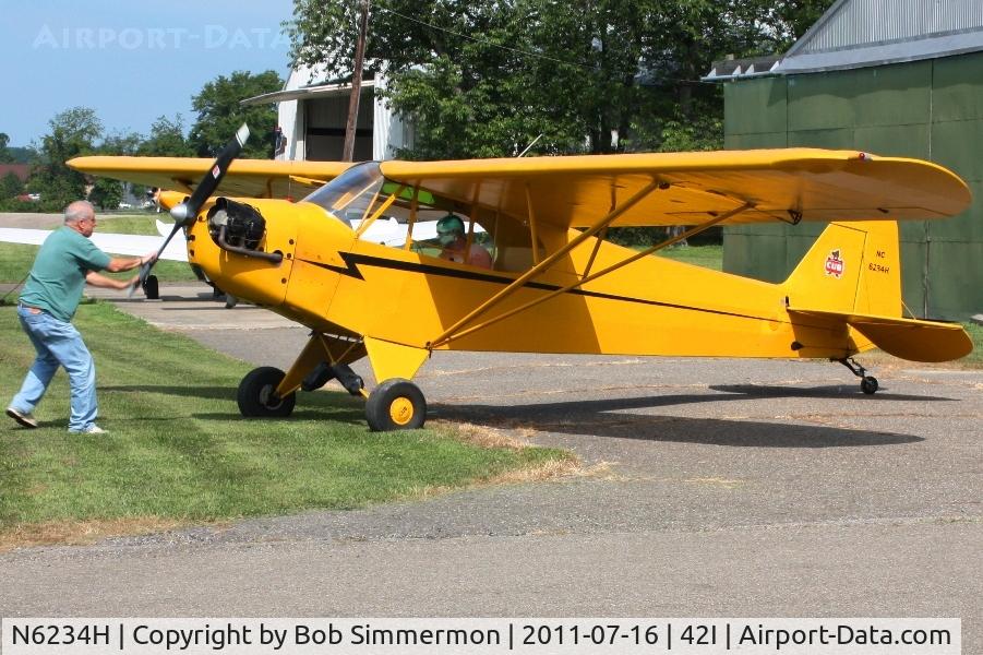 N6234H, 1946 Piper J3C-65 Cub C/N 19408, EAA fly-in at Zanesville, Ohio