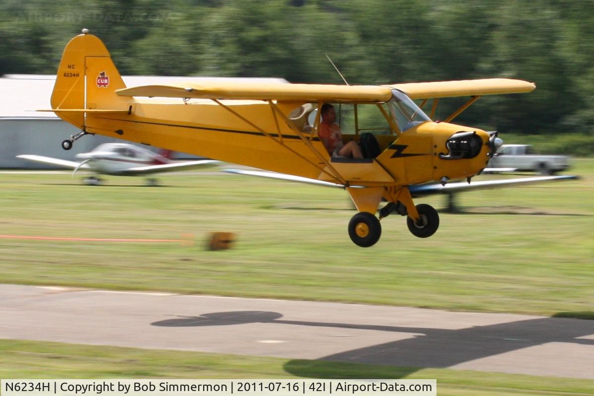 N6234H, 1946 Piper J3C-65 Cub C/N 19408, Low pass at the EAA fly-in at Zanesville, Ohio