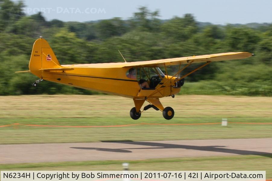 N6234H, 1946 Piper J3C-65 Cub C/N 19408, Low pass at the EAA fly-in at Zanesville, Ohio