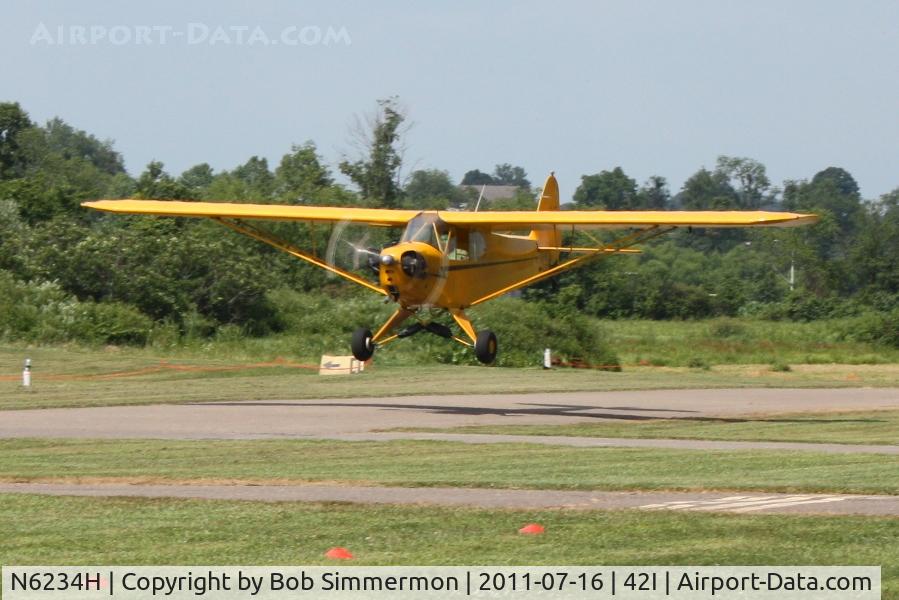N6234H, 1946 Piper J3C-65 Cub C/N 19408, Another low pass during the EAA fly-in at Zanesville, Ohio