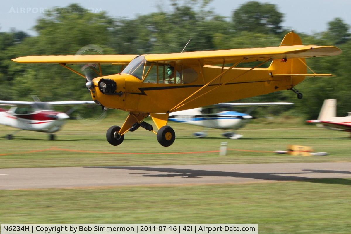 N6234H, 1946 Piper J3C-65 Cub C/N 19408, Another low pass during the EAA fly-in at Zanesville, Ohio