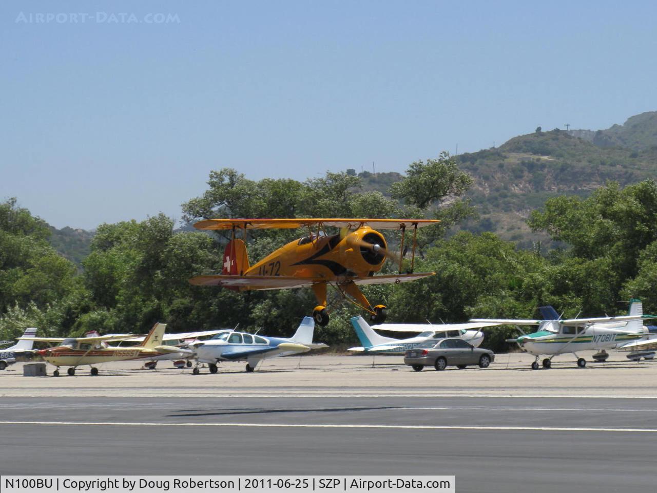 N100BU, 1939 Doflug Bu-133 Jungmeister C/N 19, 1939 Dornier Werke BU 133 JUNGMEISTER, Lycoming O-360-A1D 180 Hp in original radial cowl, takeoff Rwy 22