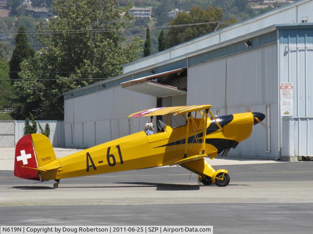 N619N, 1961 CASA 1-131E Jungmann C/N 2188, 1961 C.A.S.A. BU 1.131E Bucker JUNGMANN, taxi to Rwy 22