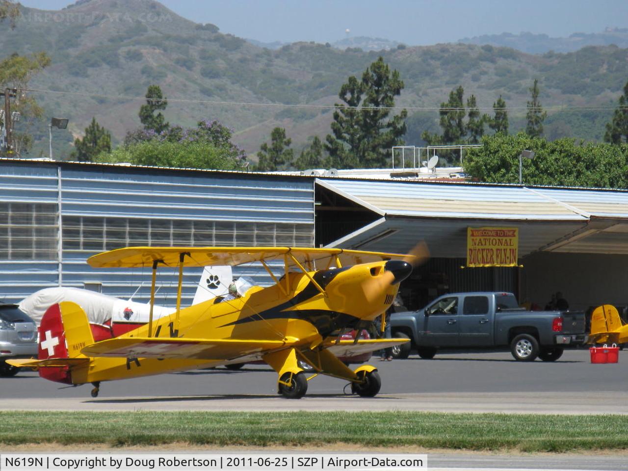 N619N, 1961 CASA 1-131E Jungmann C/N 2188, 1961 C.A.S.A. BU 1.131E Bucker JUNGMANN, taxi to Rwy 22