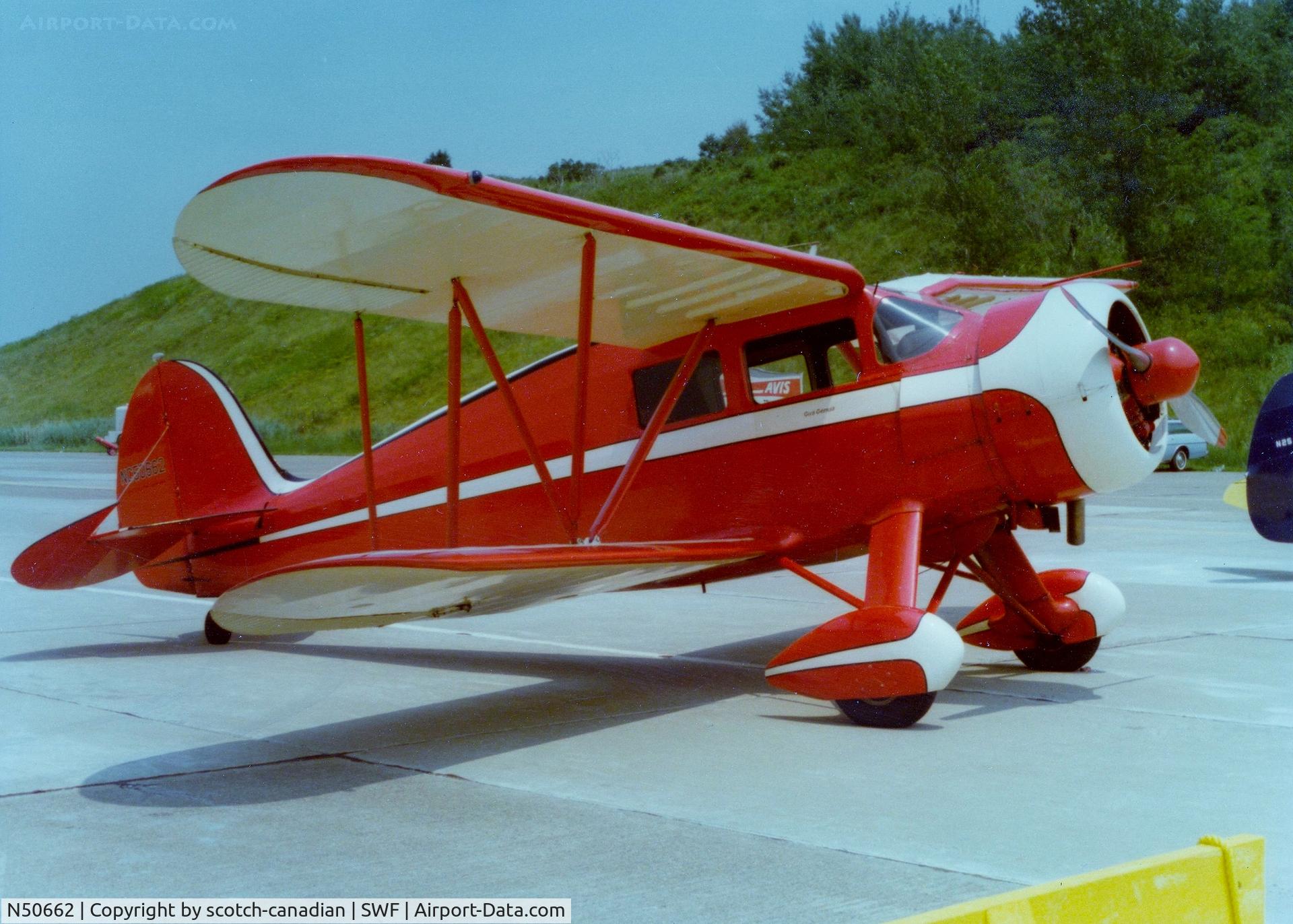N50662, 1939 Waco Formerly ZKS-7 now HKS-7 C/N 5221, 1939 WACO ZKS-7 N50662 at Stewart International Airport, Newburgh, NY - circa 1970's