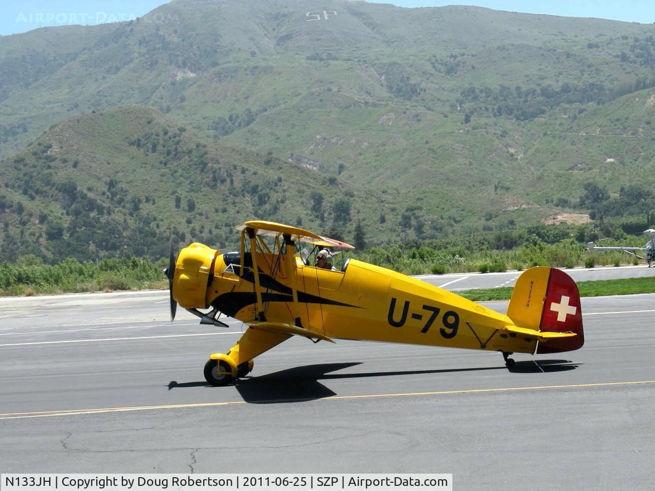 N133JH, 1940 Bucker Bu-133C Jungmeister C/N 26, 1940 Dornier Werke BU.133 Bucker JUNGMEISTER, Siemens-Halske SH 14 A-4 seven cylinder 160 Hp radial, taxi to Rwy 22