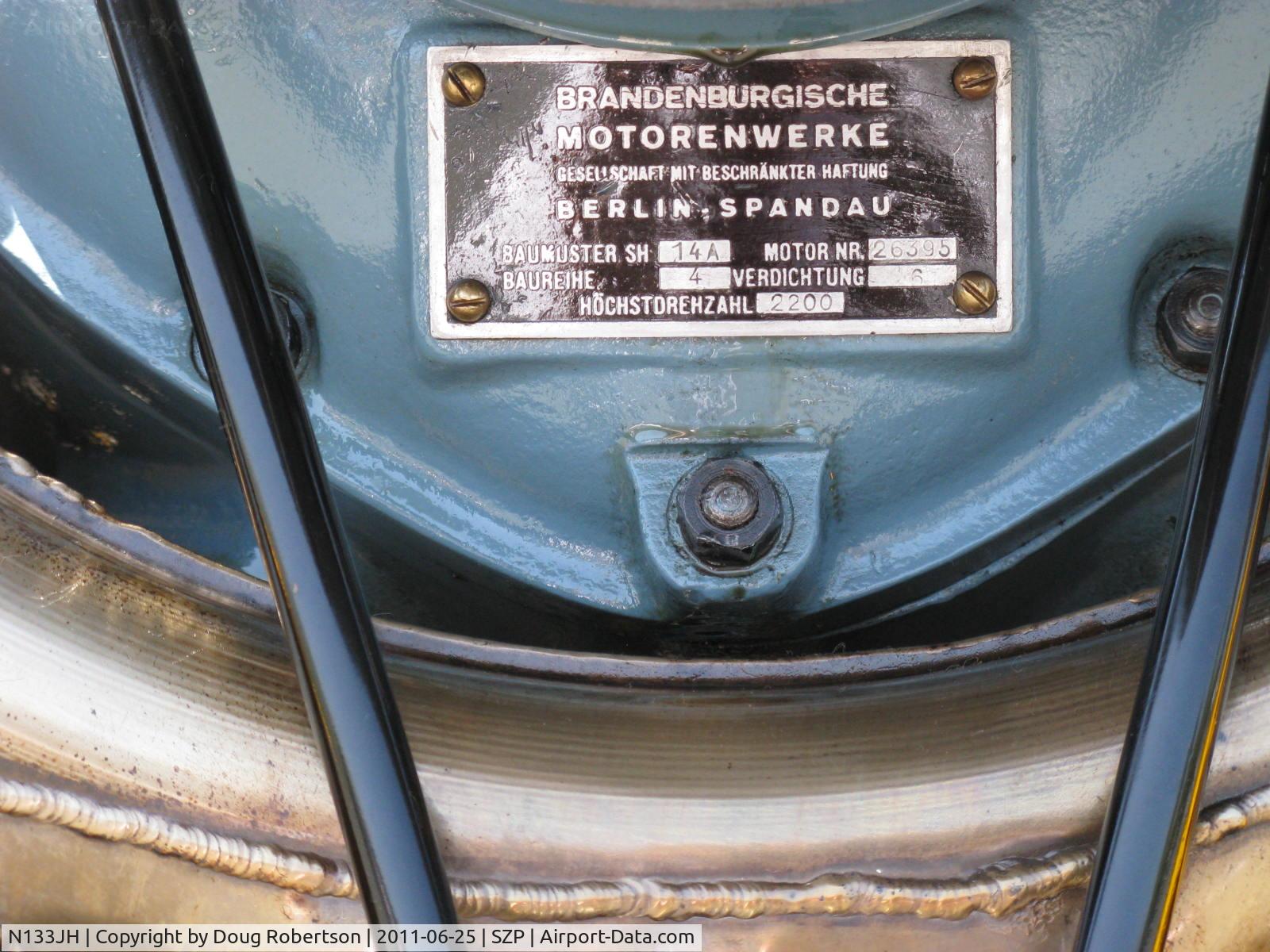 N133JH, 1940 Bucker Bu-133C Jungmeister C/N 26, 1940 Dornier Werke BU.133 Bucker JUNGMEISTER, Siemens-Halske SH 14 A-4 seven cylinder 160 Hp radial, engine data plate