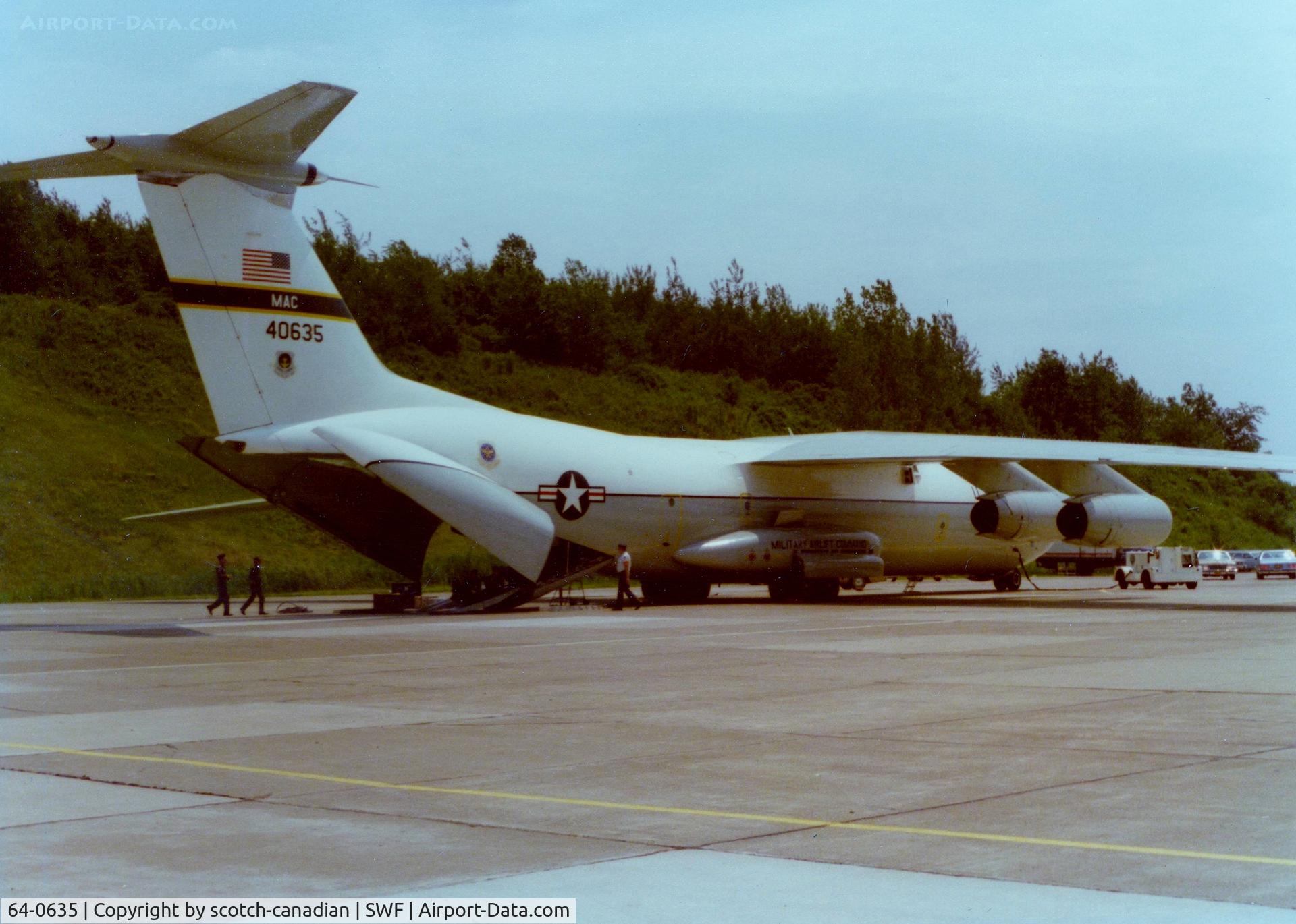64-0635, 1964 Lockheed C-141A Starlifter C/N 300-6047, 1964 Lockheed C-141 Starlifter C/N 64-0635 at Stewart International Airport, Newburgh, NY - circa 1970's