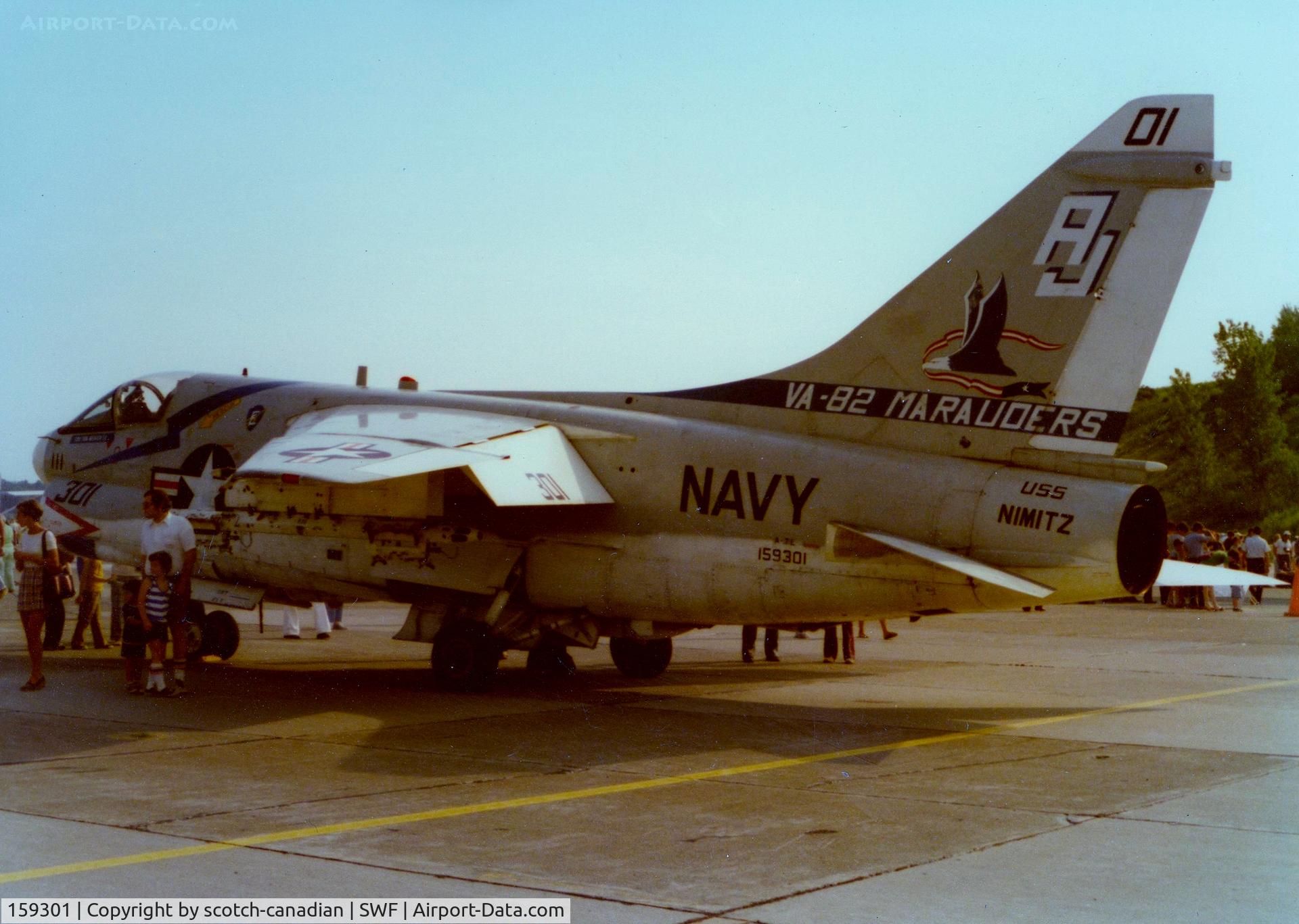 159301, LTV A-7E Corsair II C/N E-439, Vought A-7E 'Corsair II' SN: 159301 at Stewart International Airport, Newburgh, NY - circa 1970's